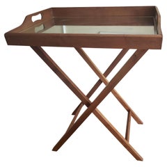 Sudberry House Walnut Mirrored Butler Tray Table with Folding Stand