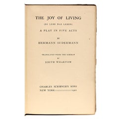 SUDERMANN (Edith WHARTON) - The Joy of Living - 1ST EDITION INSCRIBED BY WHARTON