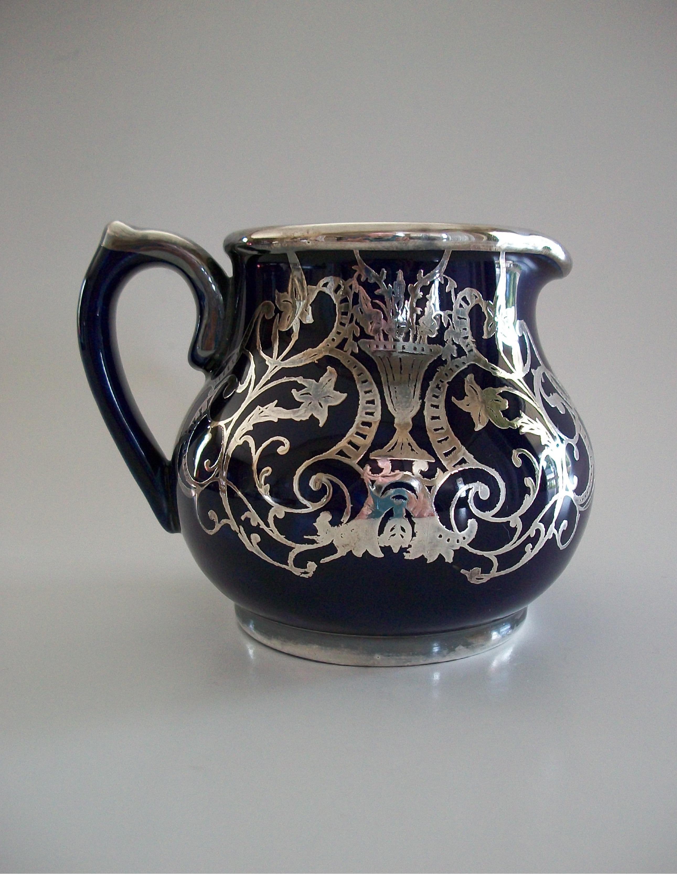 SUDLOW'S - Kobaltblau glasierte Keramik & Silberauflage Teeservice - UK - CIRCA 1920 im Angebot 3