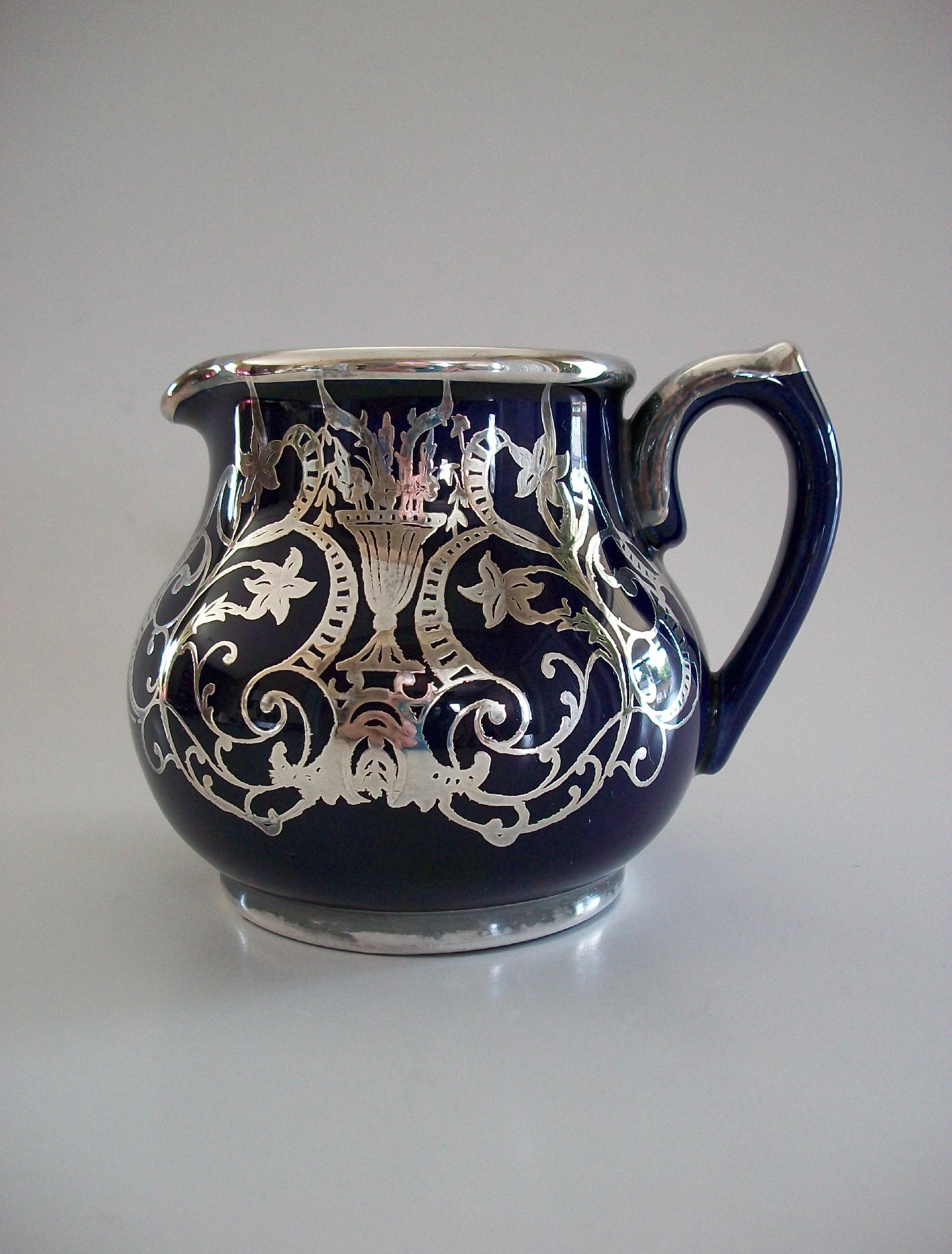 SUDLOW'S - Kobaltblau glasierte Keramik & Silberauflage Teeservice - UK - CIRCA 1920 im Angebot 2
