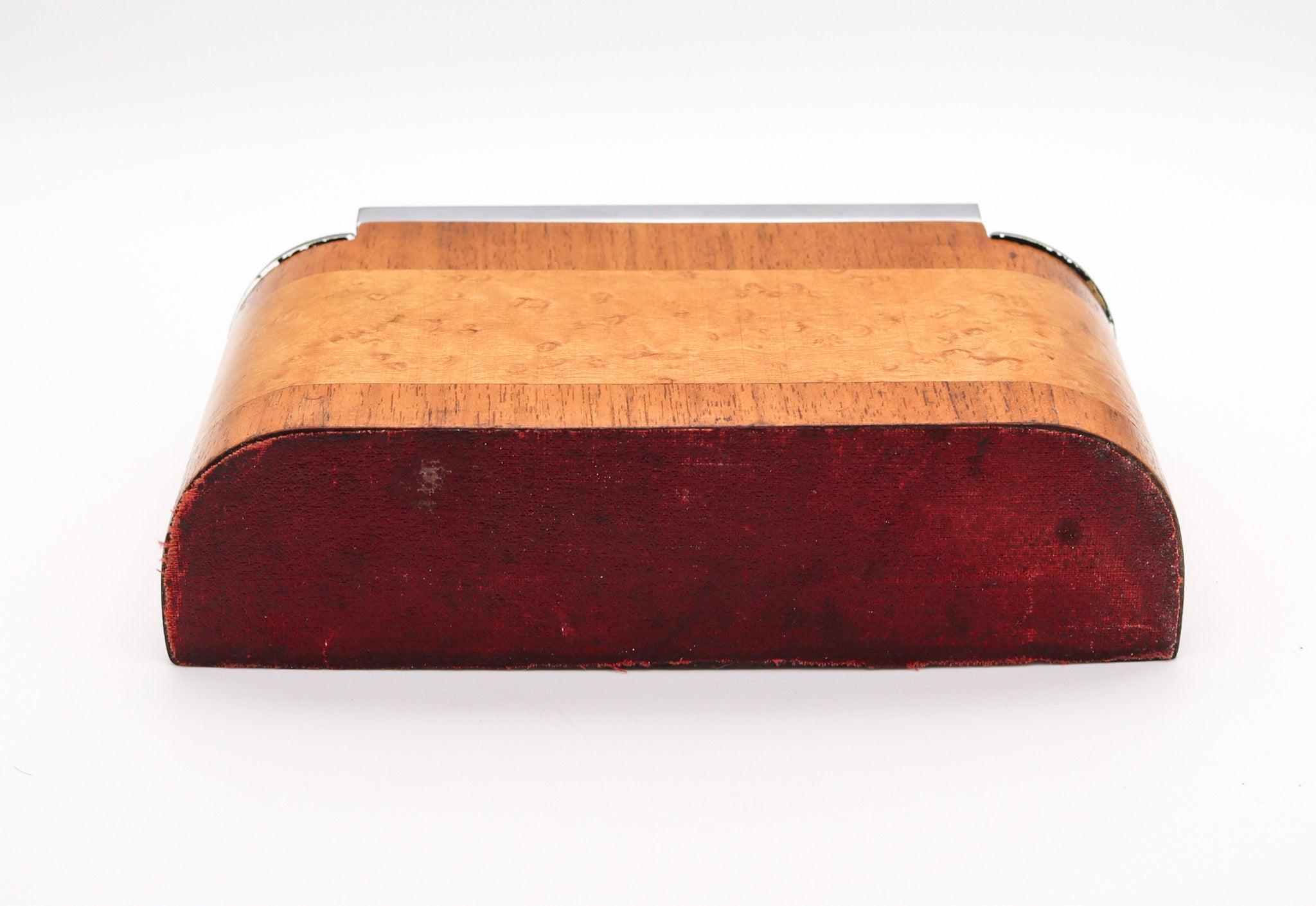 SUDRE Art Deco 1930 French Barman Cigarette Dispenser In Burl & Cedar Wood For Sale 3