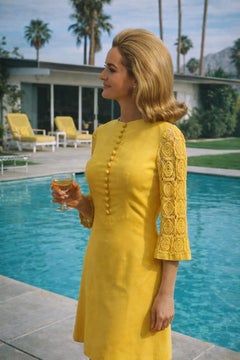 Sue Brett 1960s Women's Canary Yellow A-Line Dress with Lace Sleeves
