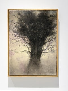 Arborescent (Expressionist Charcoal Tree Landscape Painting on Paper on Canvas)