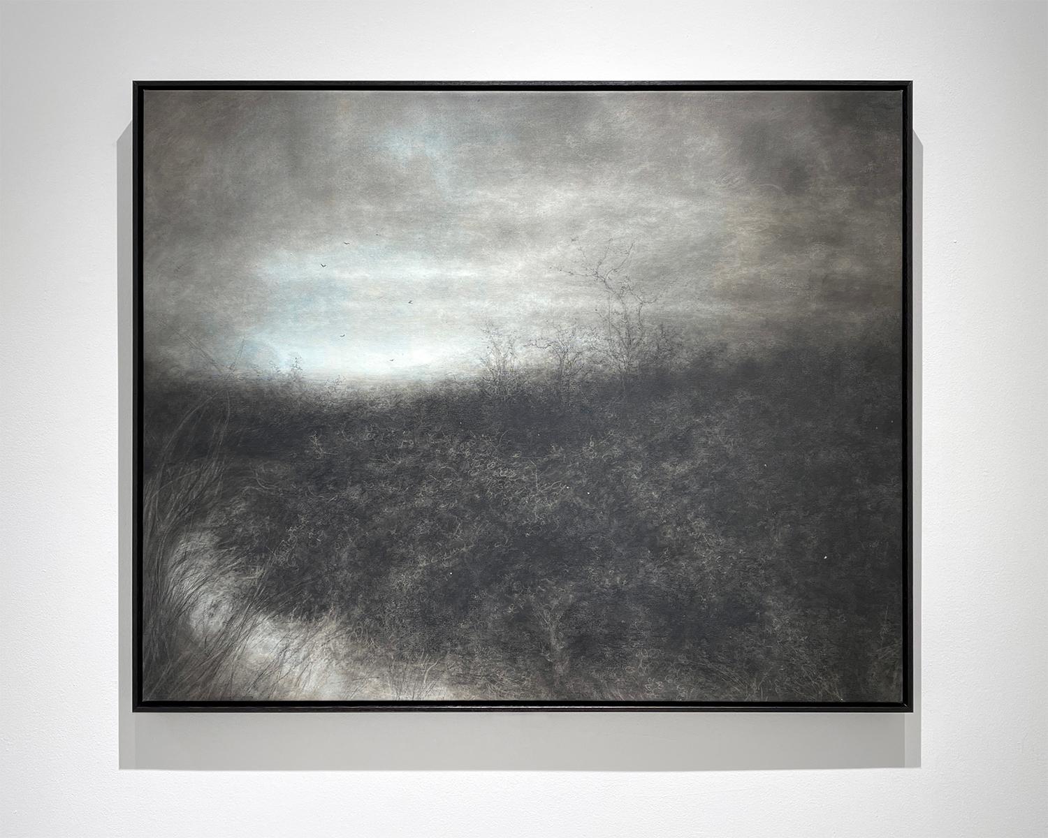 Dreamland (Large Charcoal Landscape Drawing with Light Blue Sky by Sue Bryan) For Sale 3