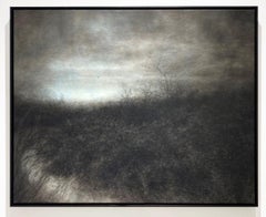 Dreamland (Large Charcoal Landscape Drawing with Light Blue Sky by Sue Bryan)