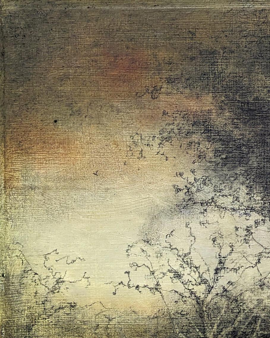 Lull (Disegno di paesaggio in stile tonalista di una foresta di campagna di Sue Bryan) in vendita 4