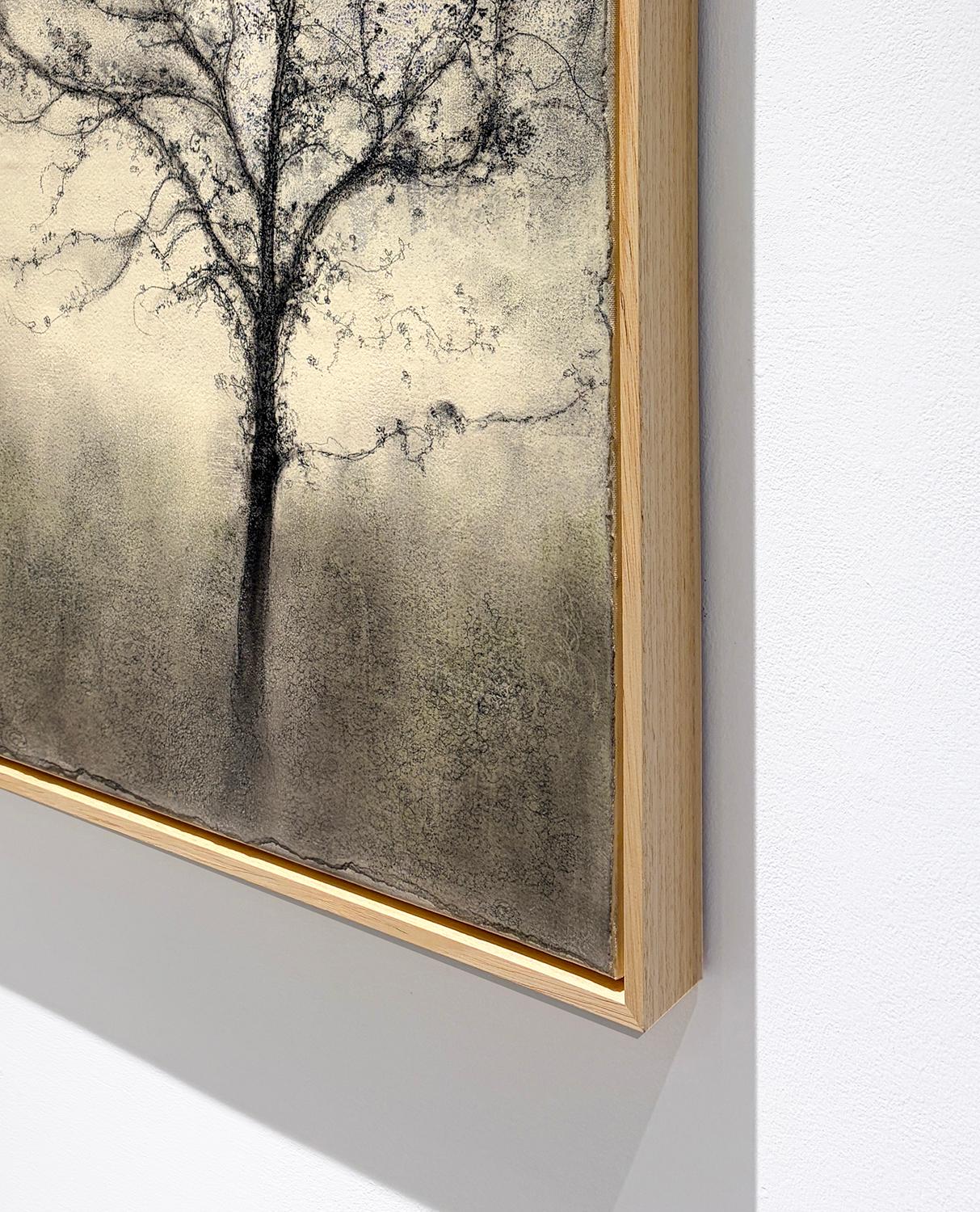 Offshoot (Expressionist Charcoal Tree Landscape Painting on Paper on Canvas) For Sale 3