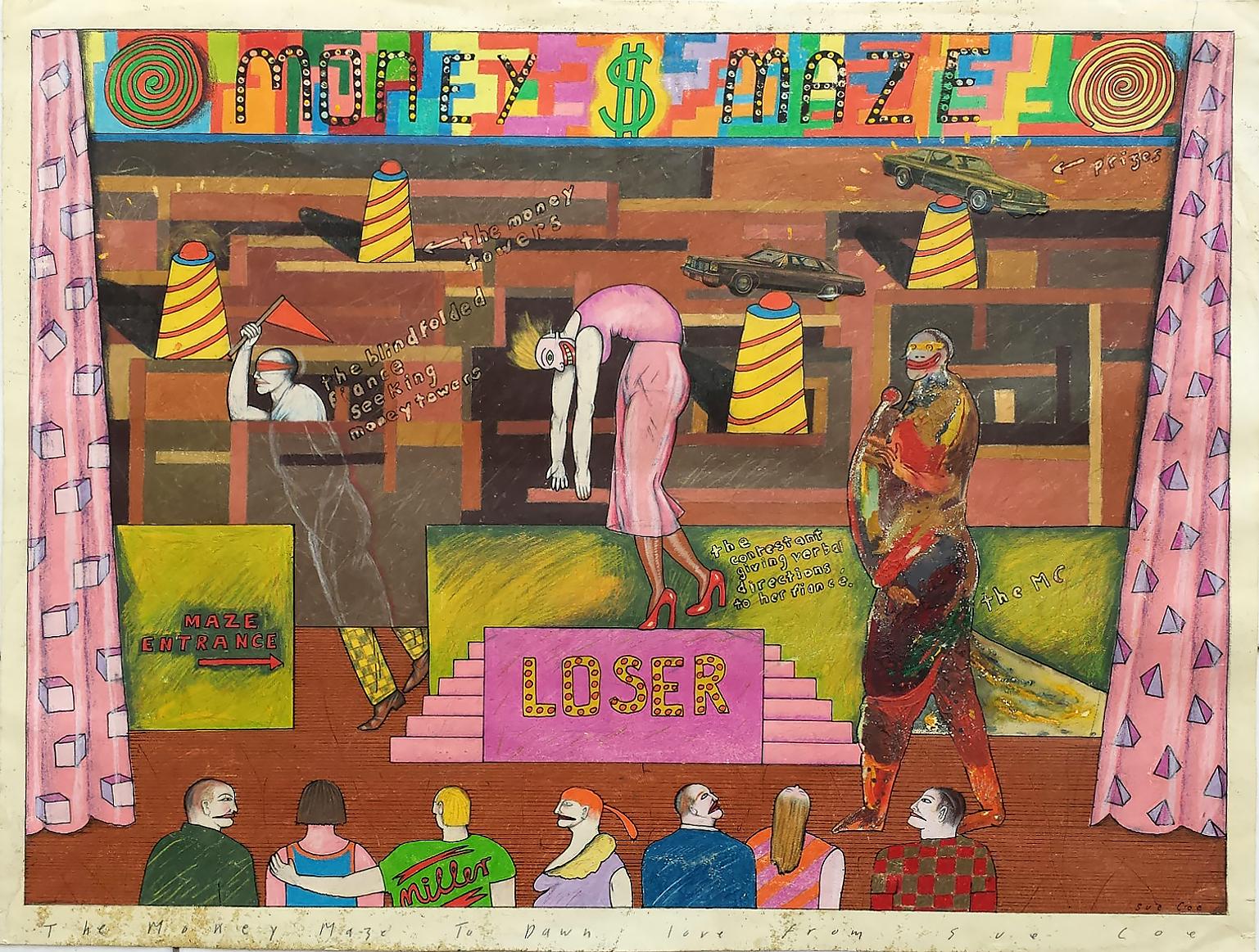 Sue Coe Figurative Painting - The Money Maze