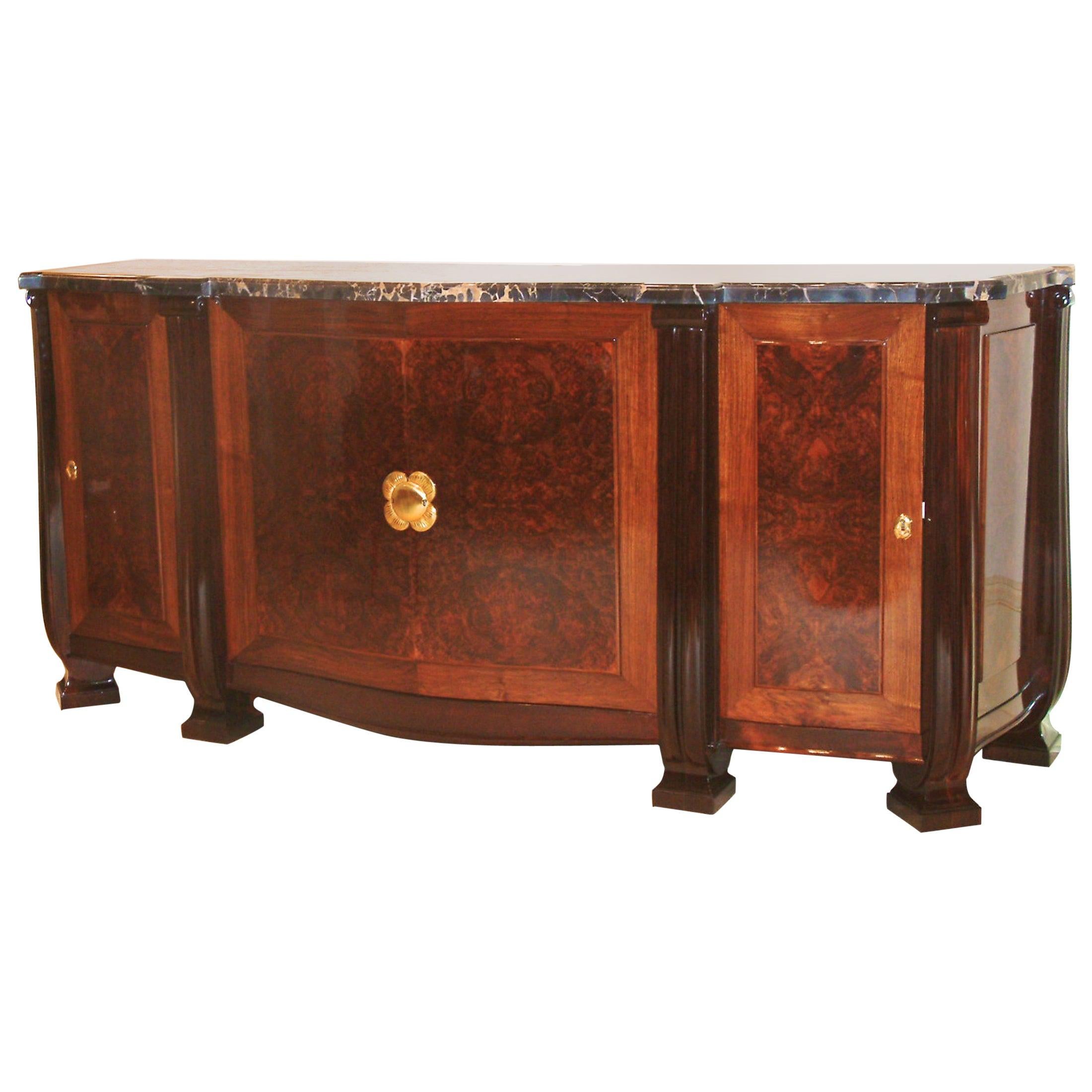 Sue et Mare Cabinet in Rosewood with Gilt Bronze For Sale