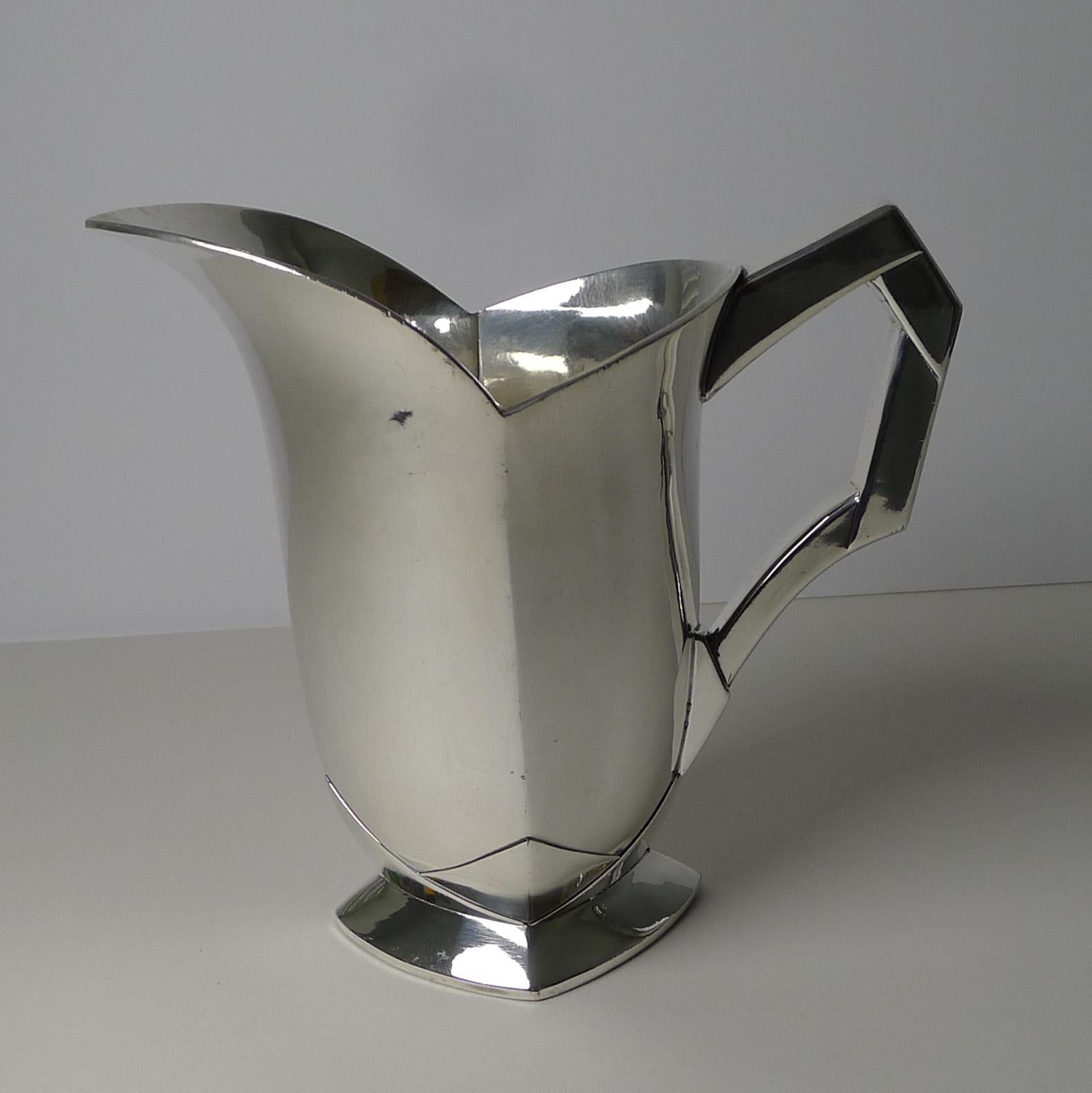 Early 20th Century Sue et Mare for Orfèvrerie Gallia / Maison Christofle, Art Deco Jug c.1925 For Sale