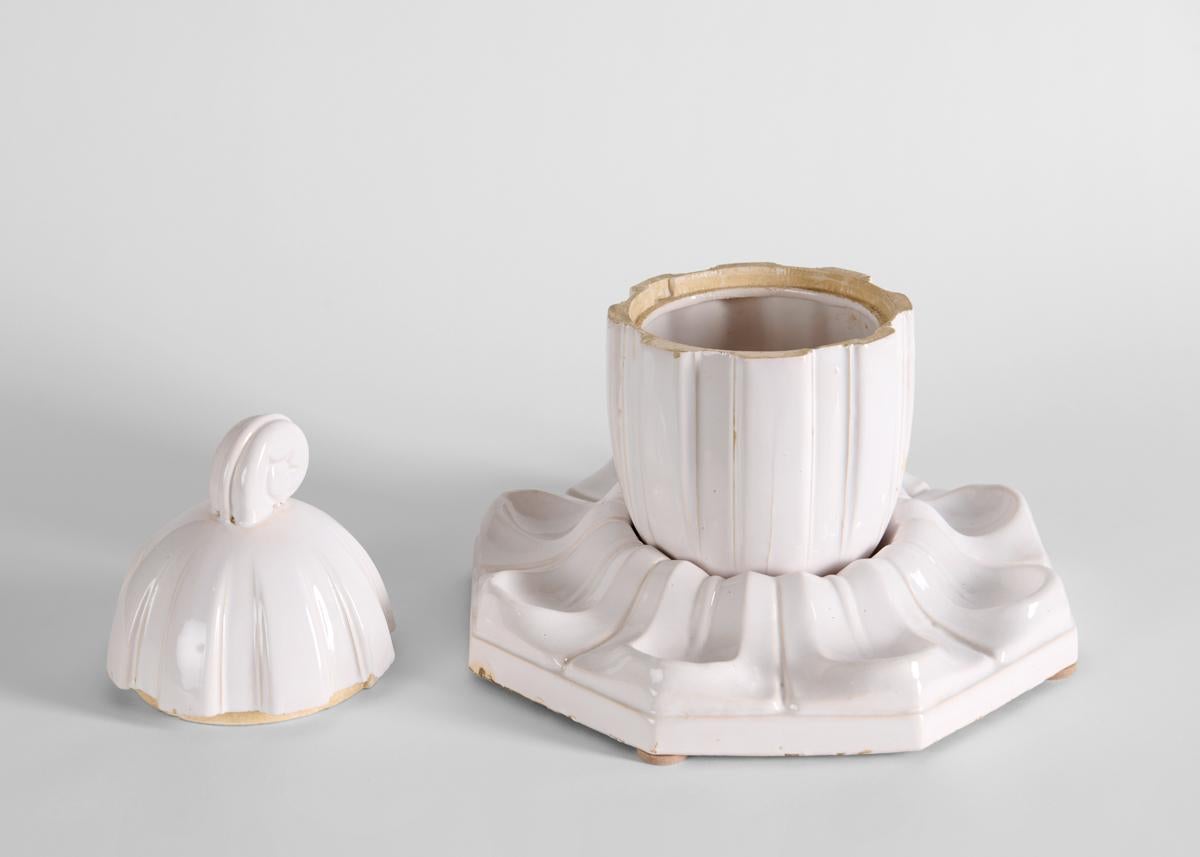 Art Deco Sue et Mare, Pumpkin-shaped Tobacco Container w/ Pipe-Holder Base, Circa 1925 For Sale