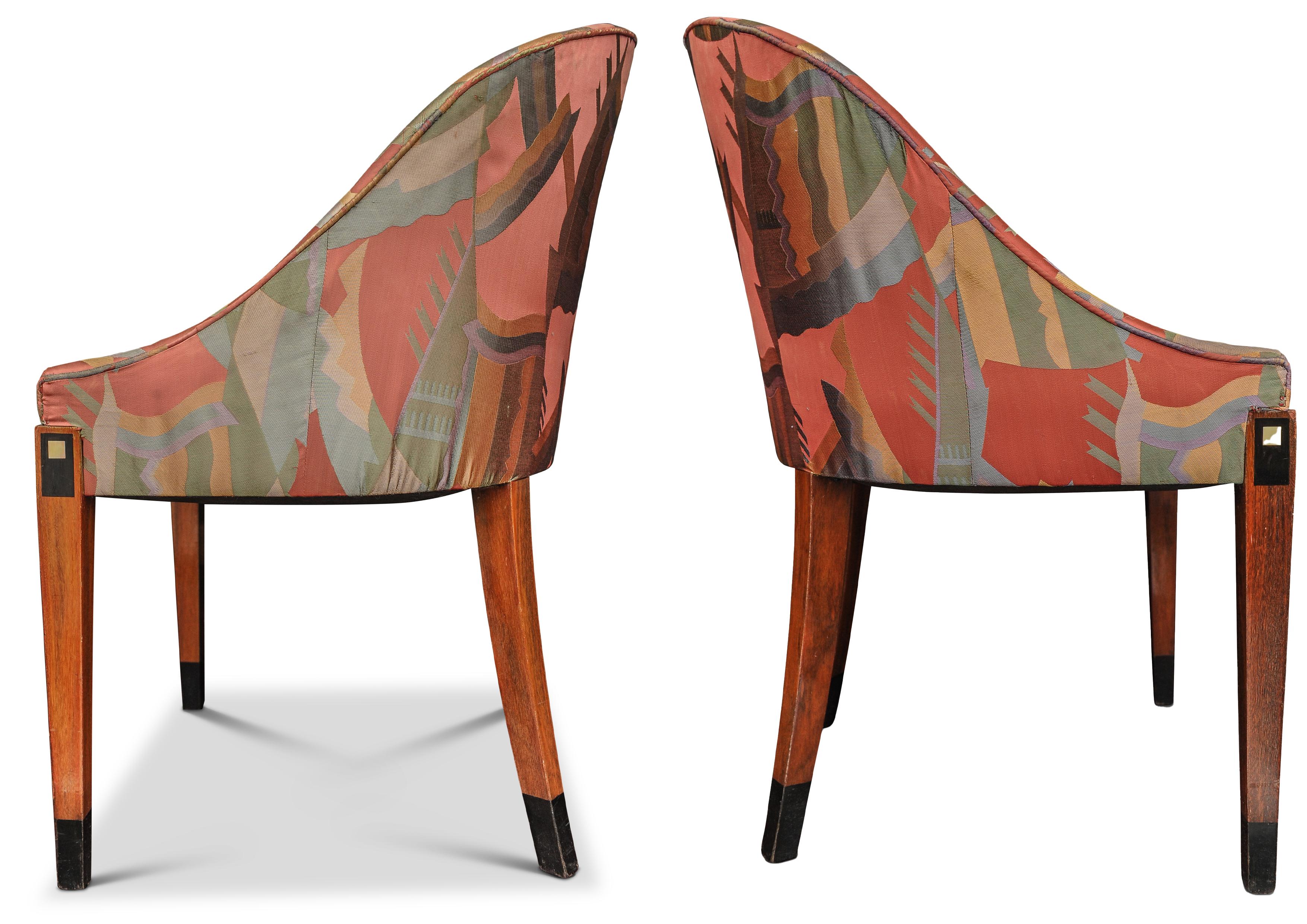 Sue et Mare Style Art Déco Français 1930 Chaises à baignoire avec tapisserie d'origine en vente 2