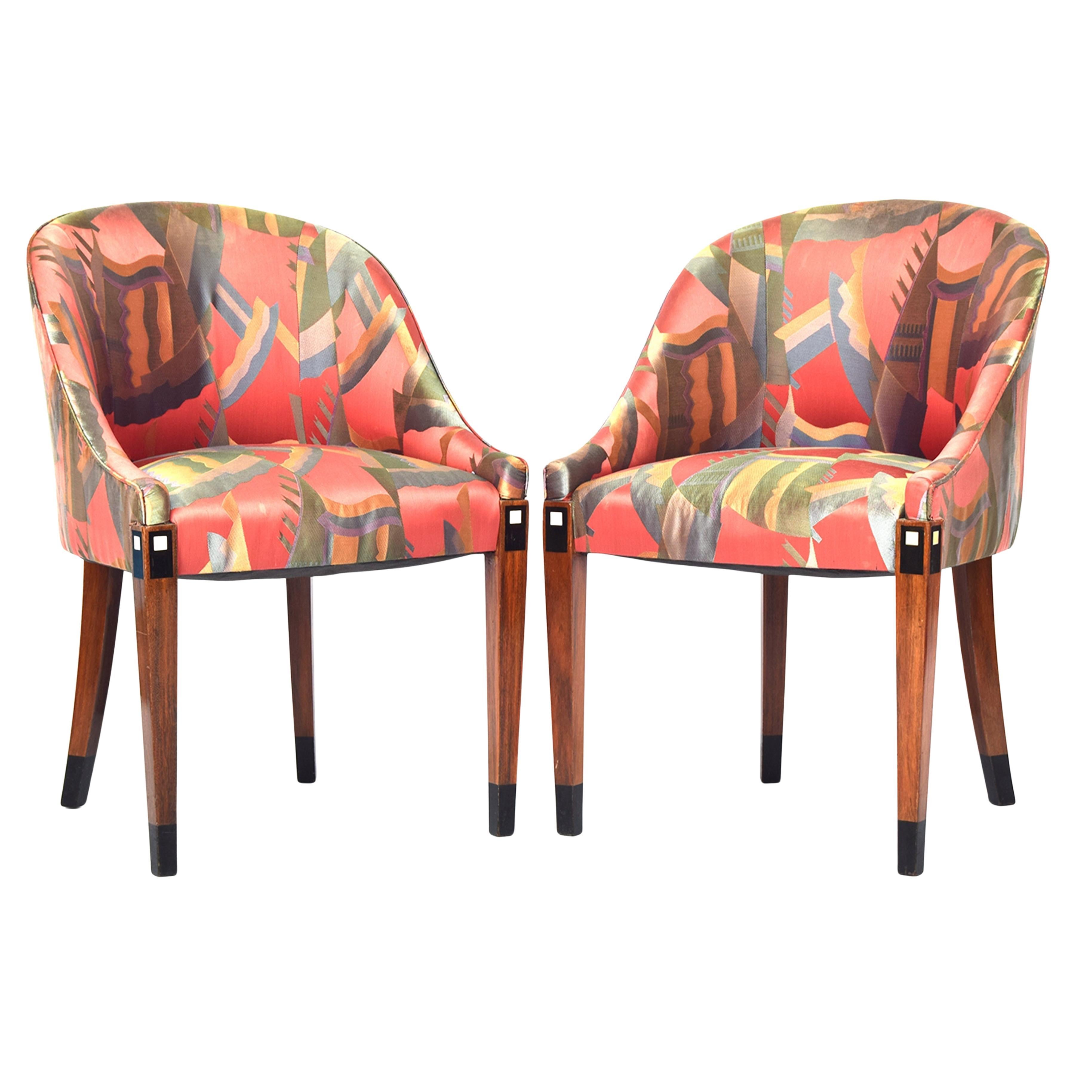 Élégante paire de chaises tubulaires Art déco françaises des années 1930 avec tapisserie d'origine