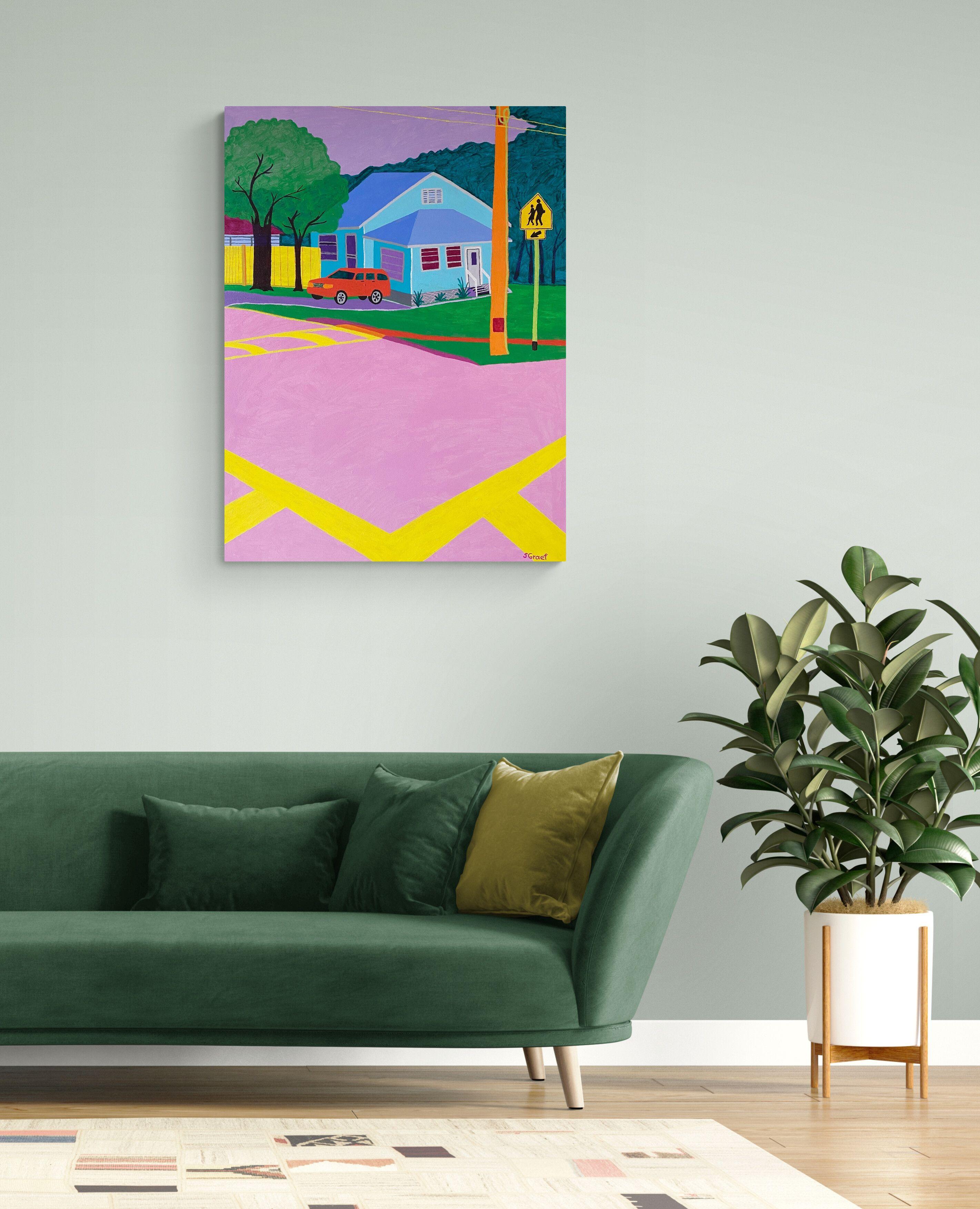 Aqua House, Painting, Acrylic on Canvas For Sale 1