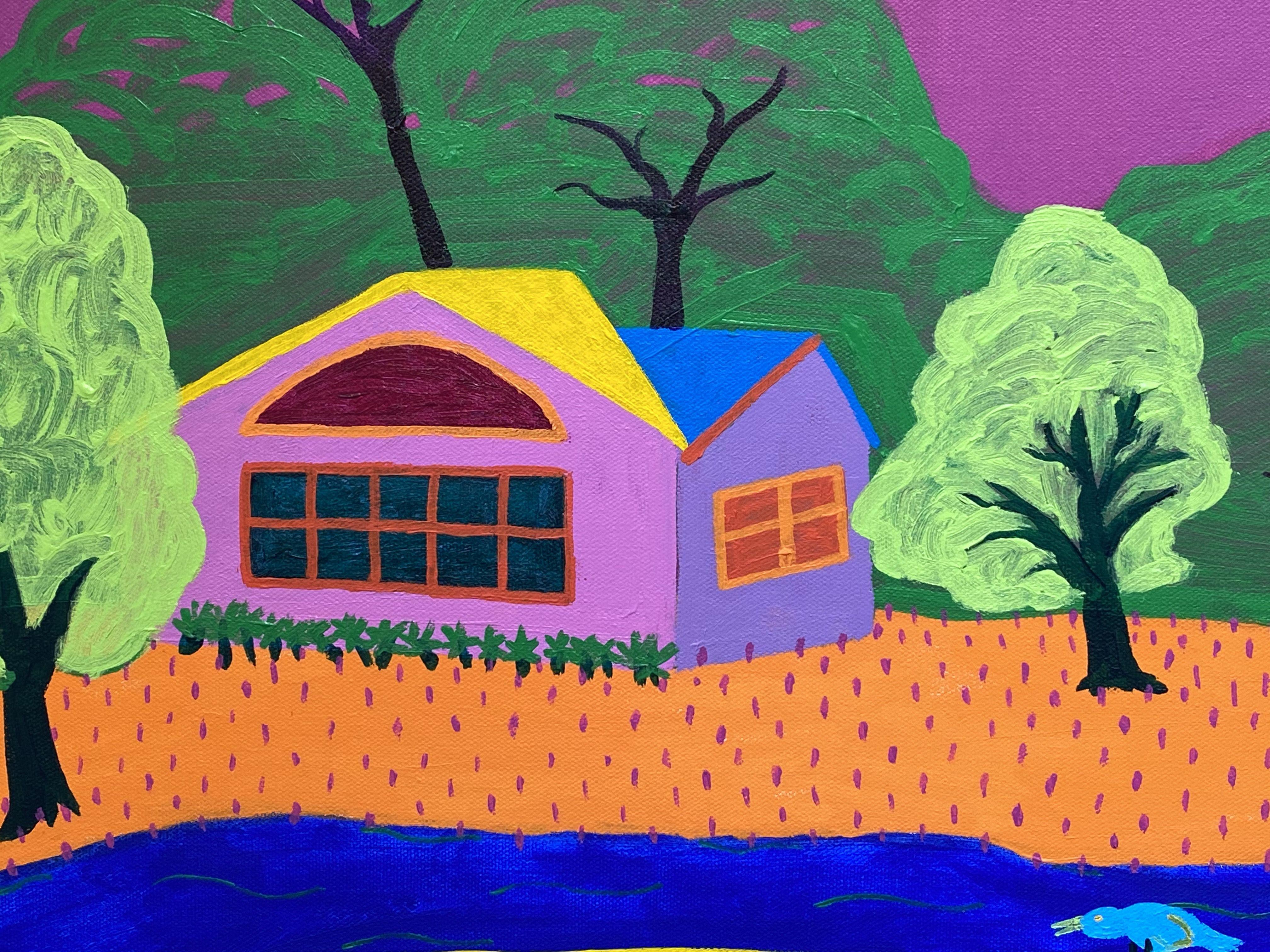 Armadillo am Teich, Gemälde, Acryl auf Leinwand (Pop-Art), Painting, von Sue Graef