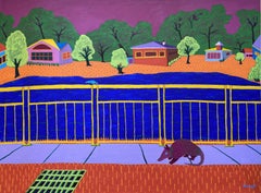 Armadillo at the Pond, Painting, Acrylic on Canvas