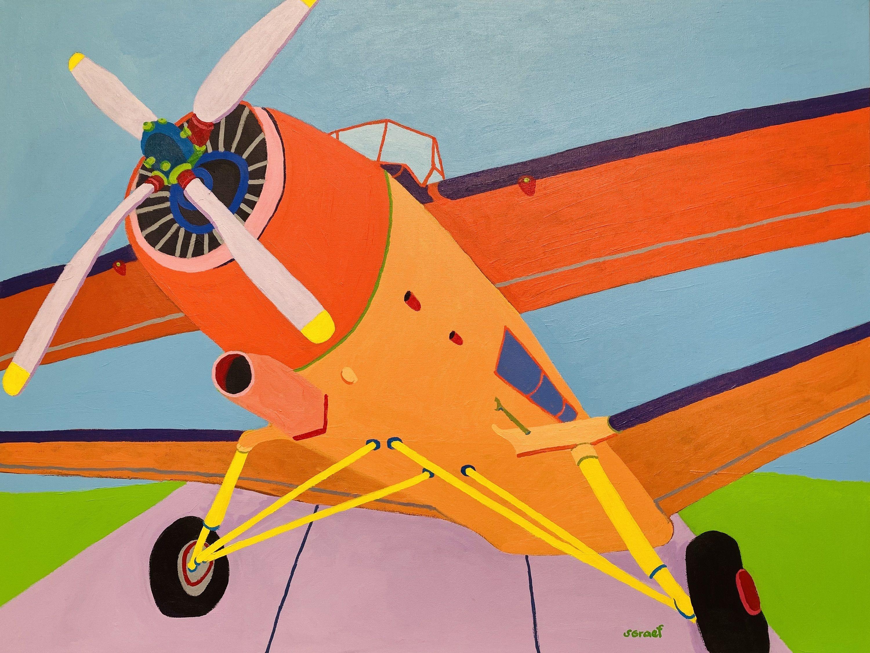A random small private plane as seen at the regional airport near where I live. It just caught my eye and made me want to look closer and take some photos to paint it.  The artwork measures 30 x 40 x .75 inches, is unframed with neatly painted edges