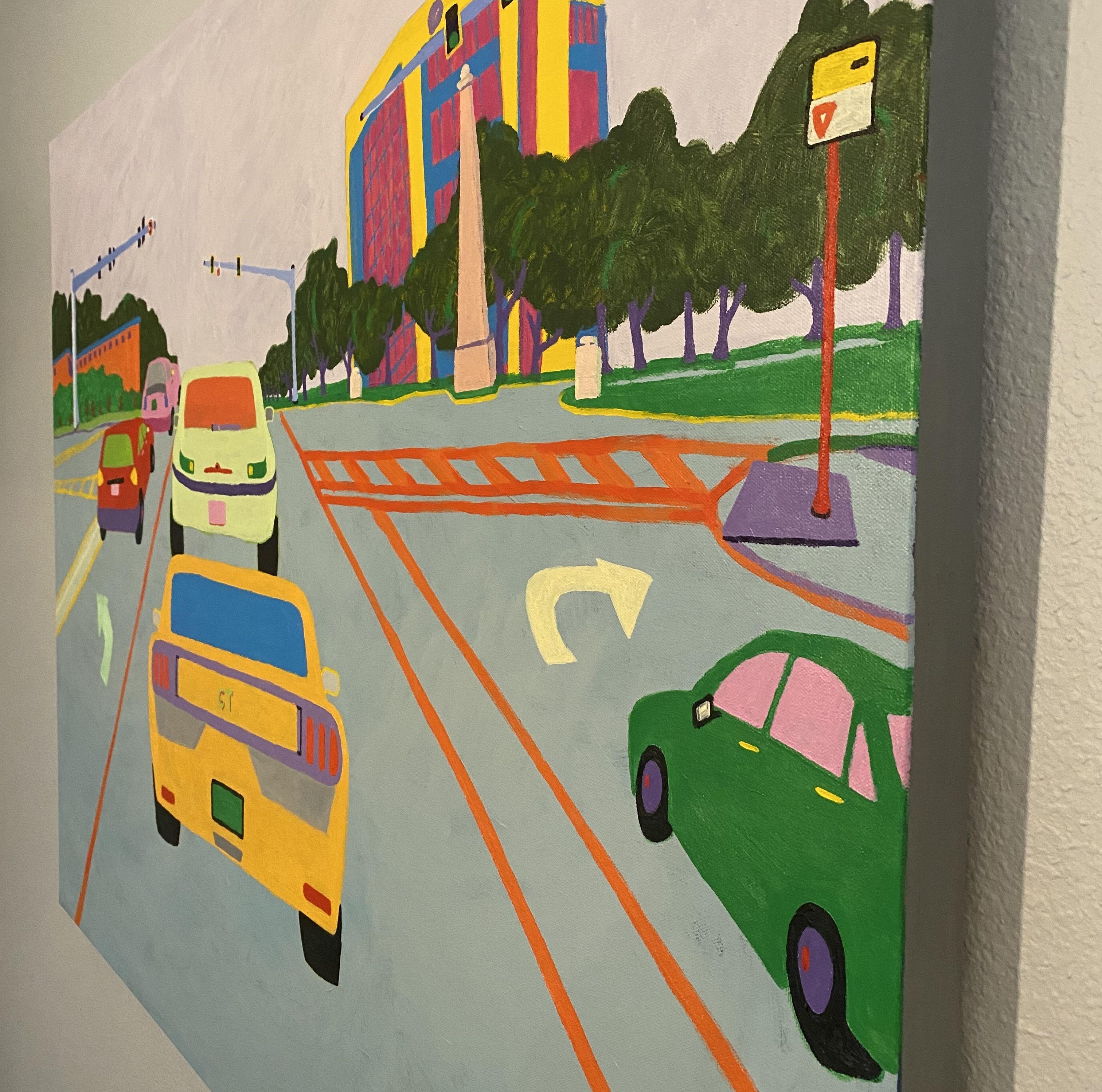 Behind the Mustang, Painting, Acrylic on Canvas 1