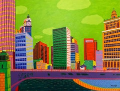 Chicago Skyline - Pintura Pop Art Paisaje Urbano
