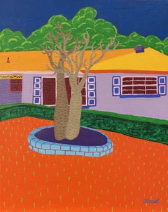 House and Tree, Painting, Acrylic on Canvas
