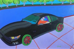 Mustang on the Driveway, Painting, Acrylic on Canvas