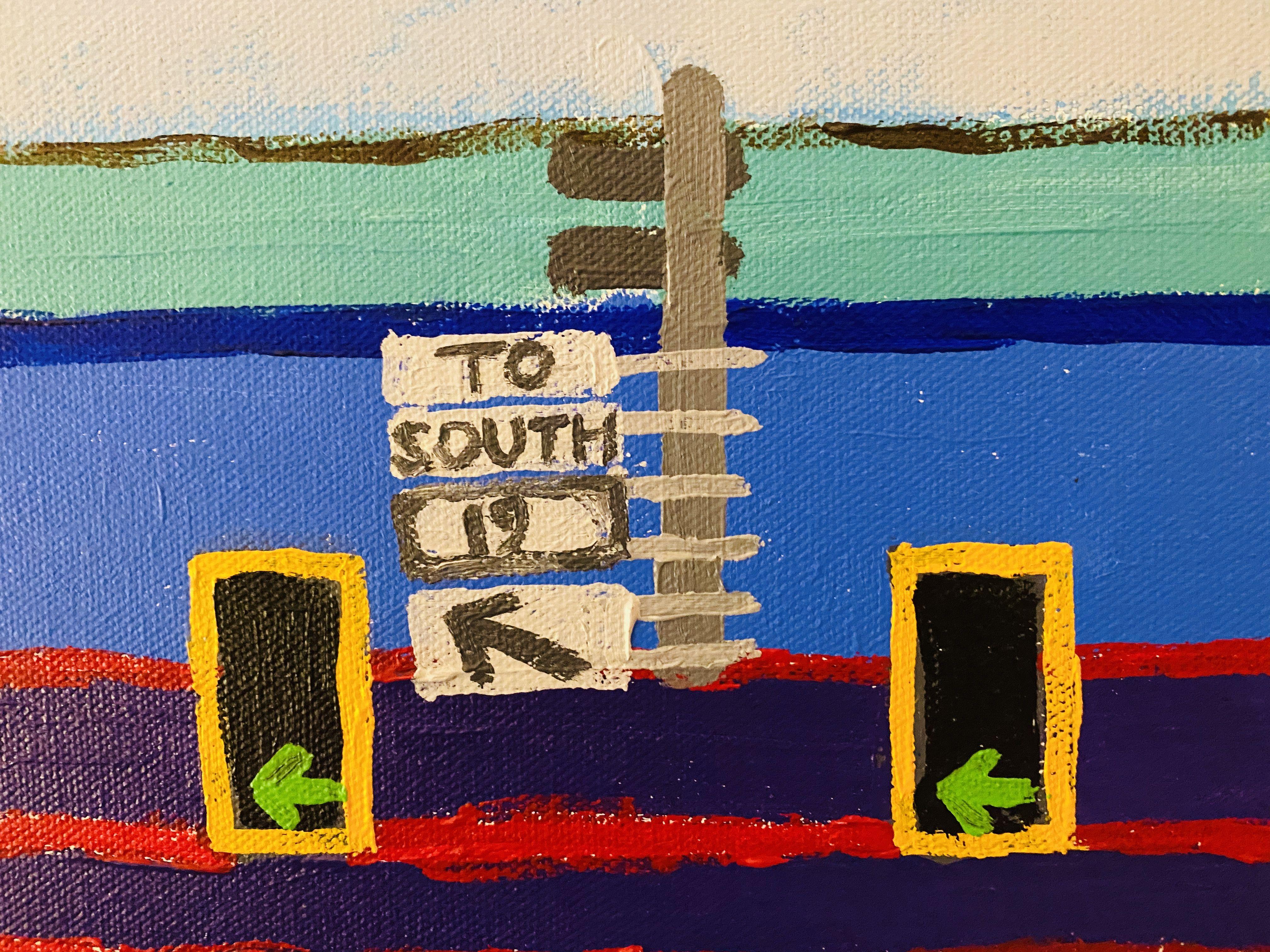 Stopped at Gulf to Bay and US 19, Painting, Acrylic on Canvas For Sale 3