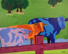 Three Cows, Painting, Acrylic on Canvas