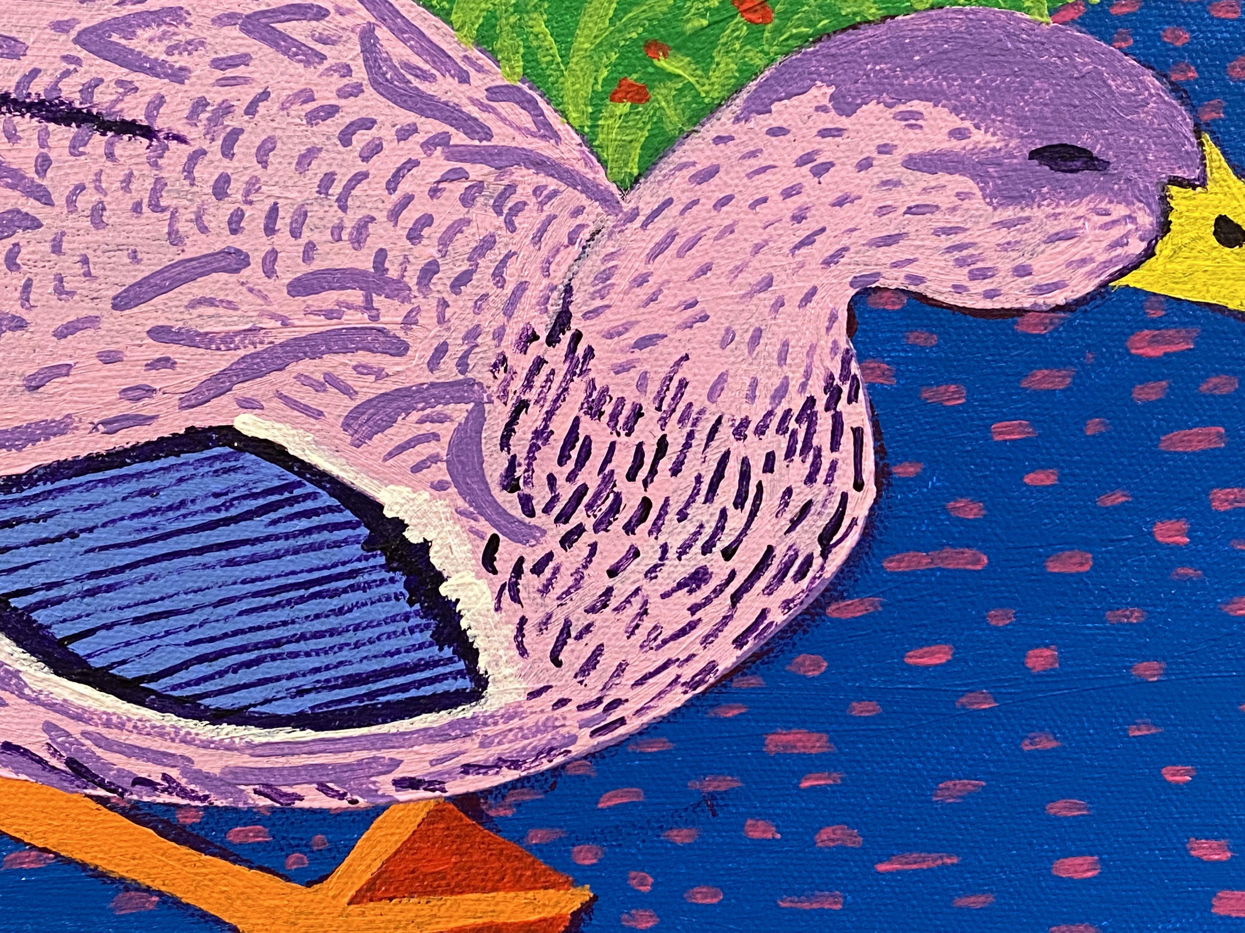 Deux canards sont plus qu'un, peinture, acrylique sur toile - Pop Art Painting par Sue Graef
