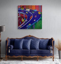 Weehawken, Nueva Jersey - Pintura Pop Art Paisaje Urbano