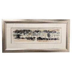 Sue Howells RWS "Morning Frost" - Paesaggio panoramico originale a acquerello raffigurante un villaggio