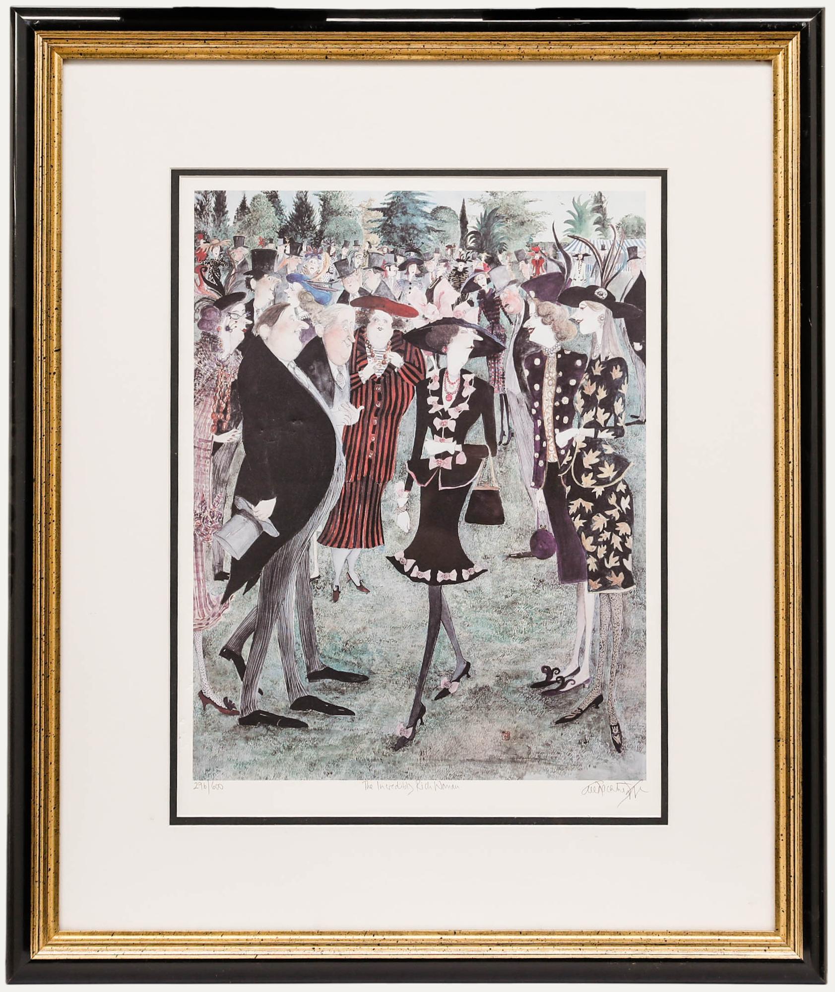 A wonderful limited edition lithograph by Telegraph illustrator and artist, Sue Macartney Snape (b.1957). Signed and titled in pencil to the lower margin. Editioned 296/600. Presented in a smart black and gilt frame. On paper. 