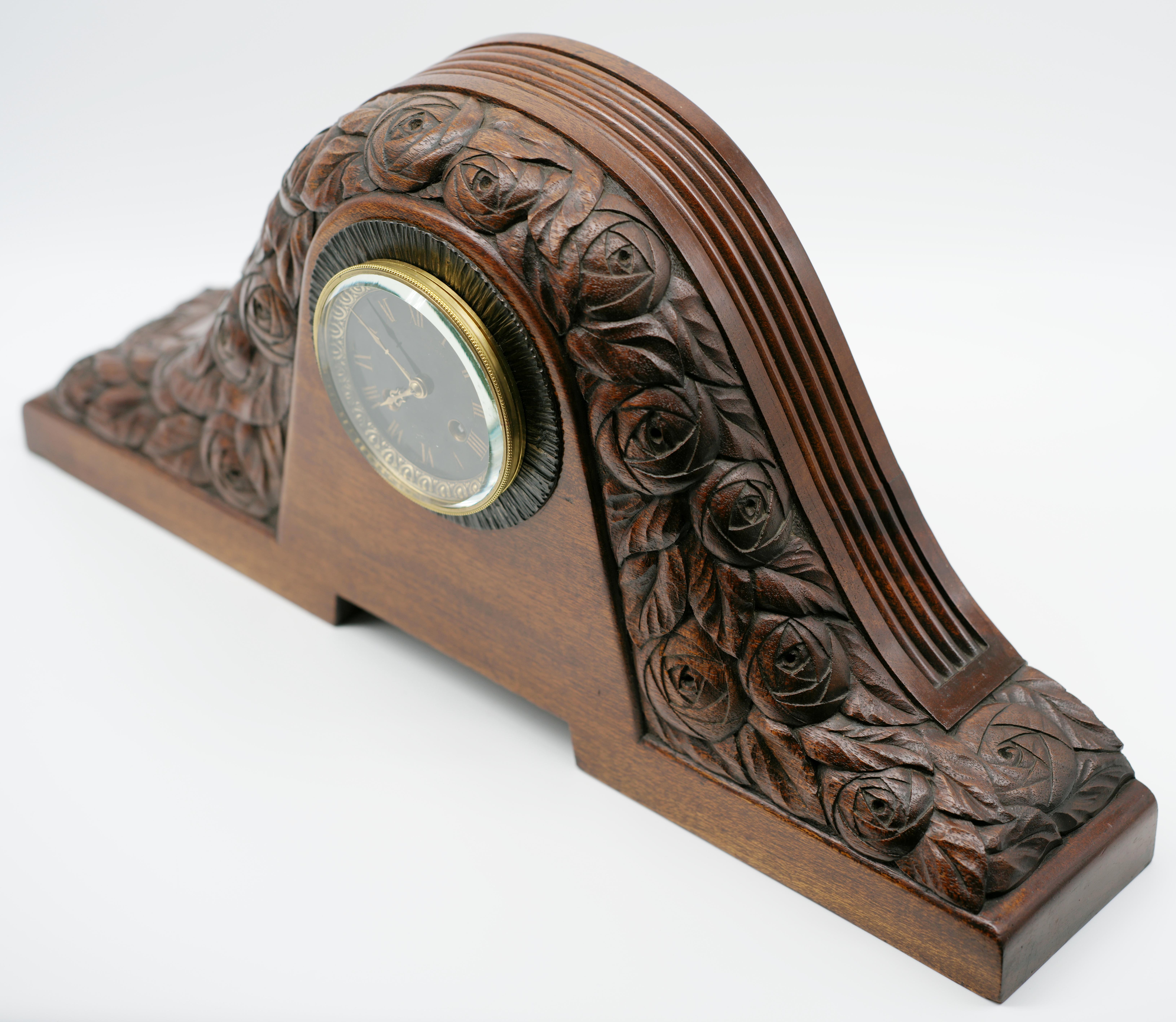 Süe & Mare Rare Table / Mantle Clock 1920 In Good Condition For Sale In Saint-Amans-des-Cots, FR