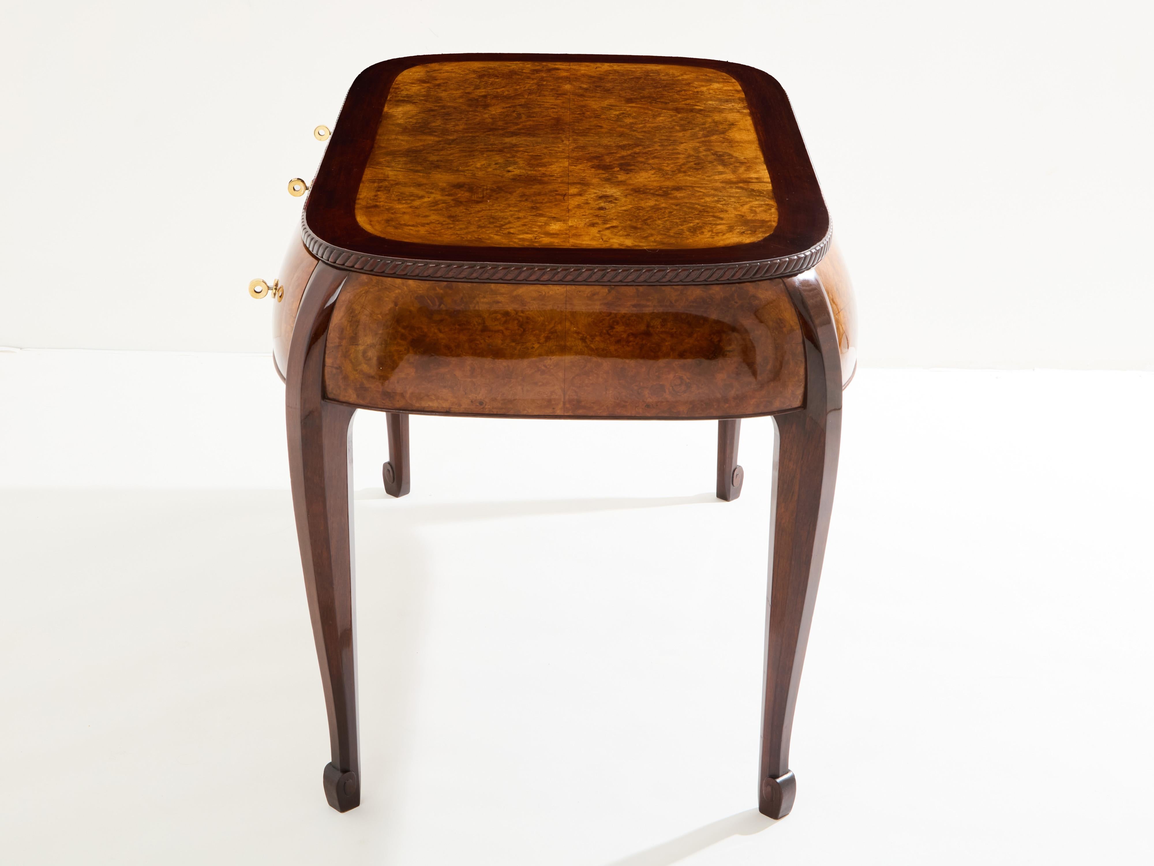 Escritorio Süe & Mare de palisandro y amboyna 1921 en Bueno estado para la venta en Paris, IDF