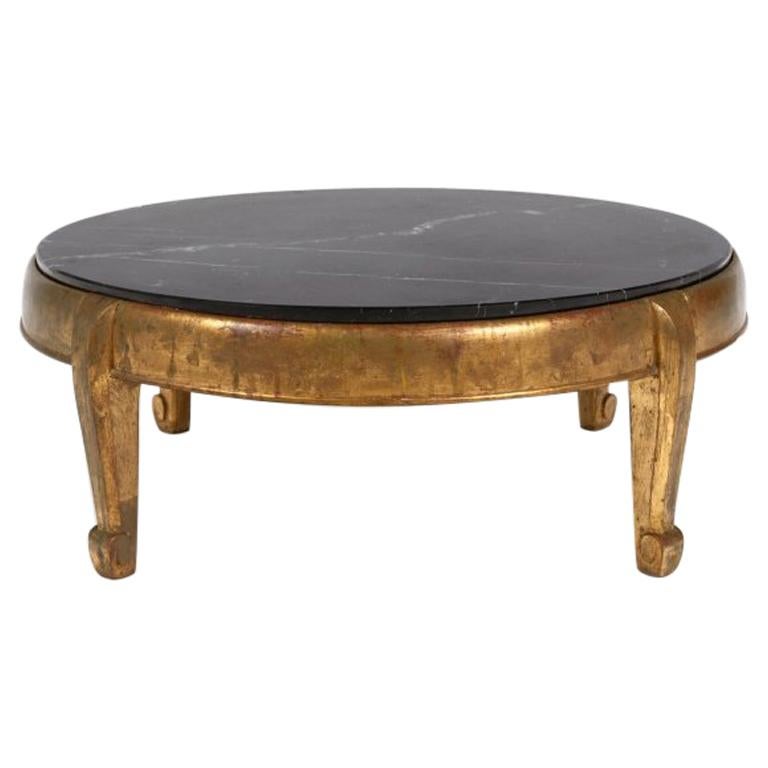 Süe 
Mare, Small Coffee Table in Gilt Wood and Black Marble, circa 1925