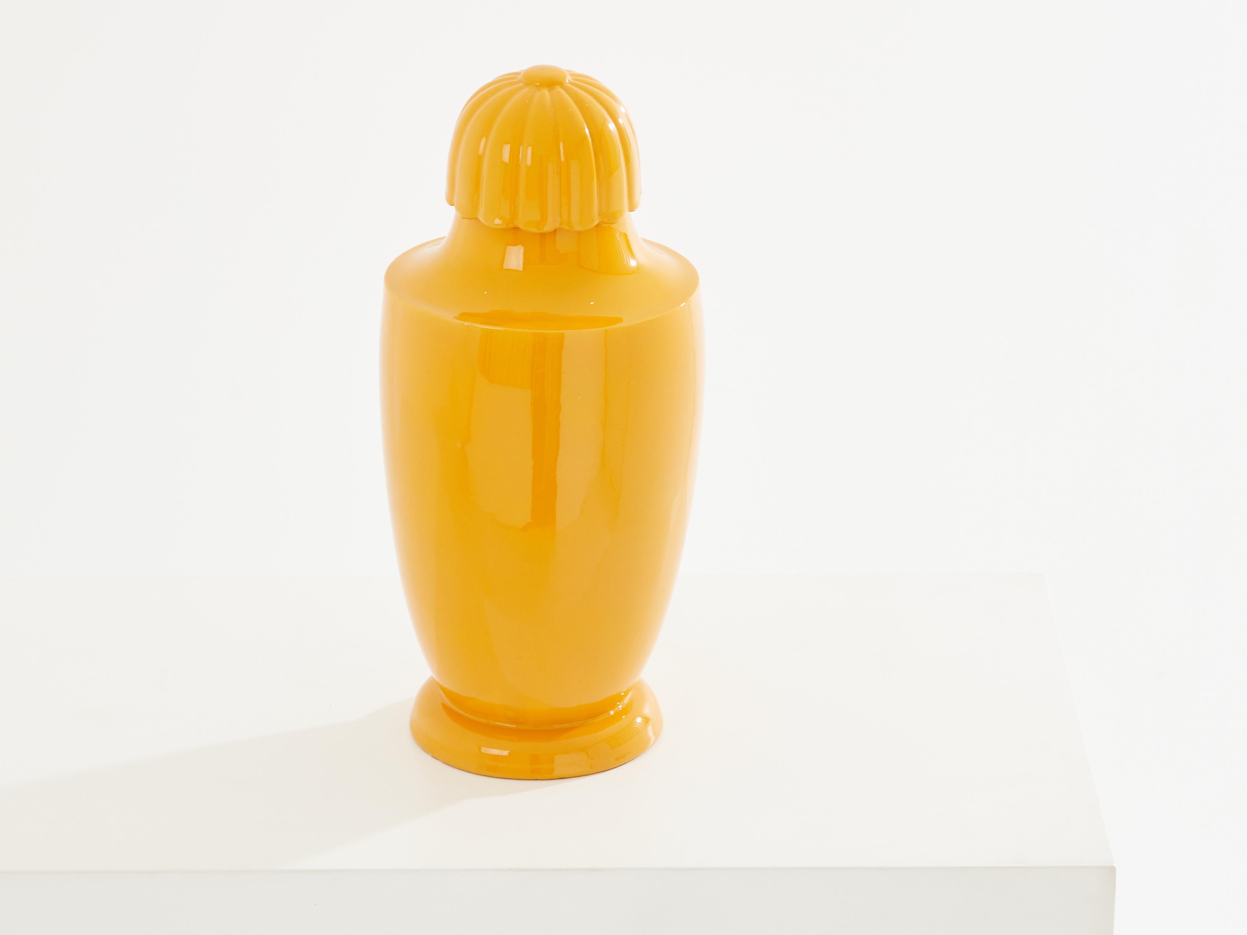 Art Déco Süe & Mare Vaso per tabacco in terracotta smaltata 1920 circa in vendita