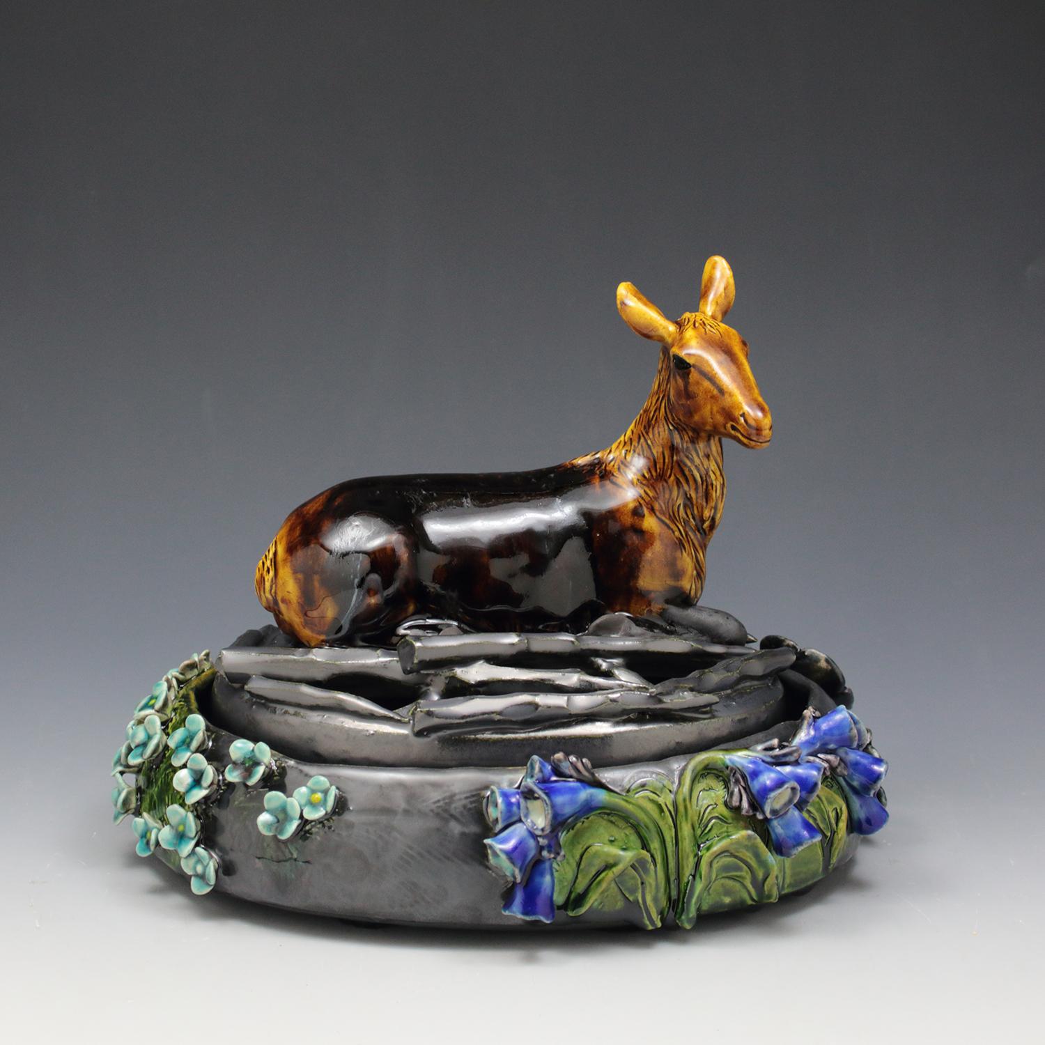 Sue Tirrell Abstract Sculpture - Fire Recovery Flower Brick Elk