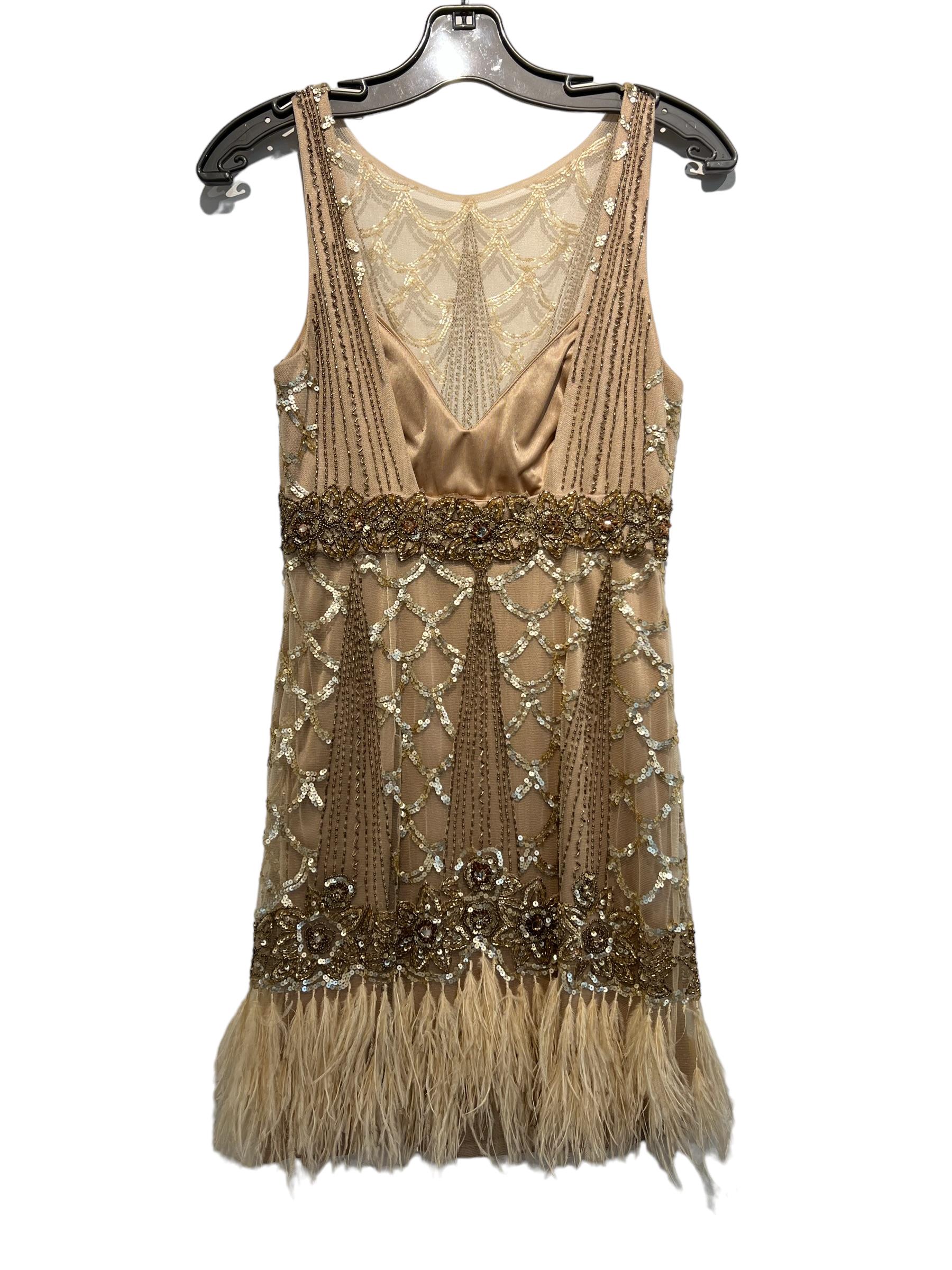 Sue Wang Women´s Beaded with Feathers Dress Size 6 1
