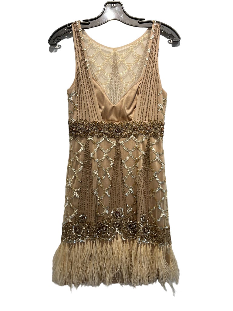Feather Sue Wong Gatsby Dress Sue Wang Womens Beaded With Feathers Dress  Size At 1stDibs