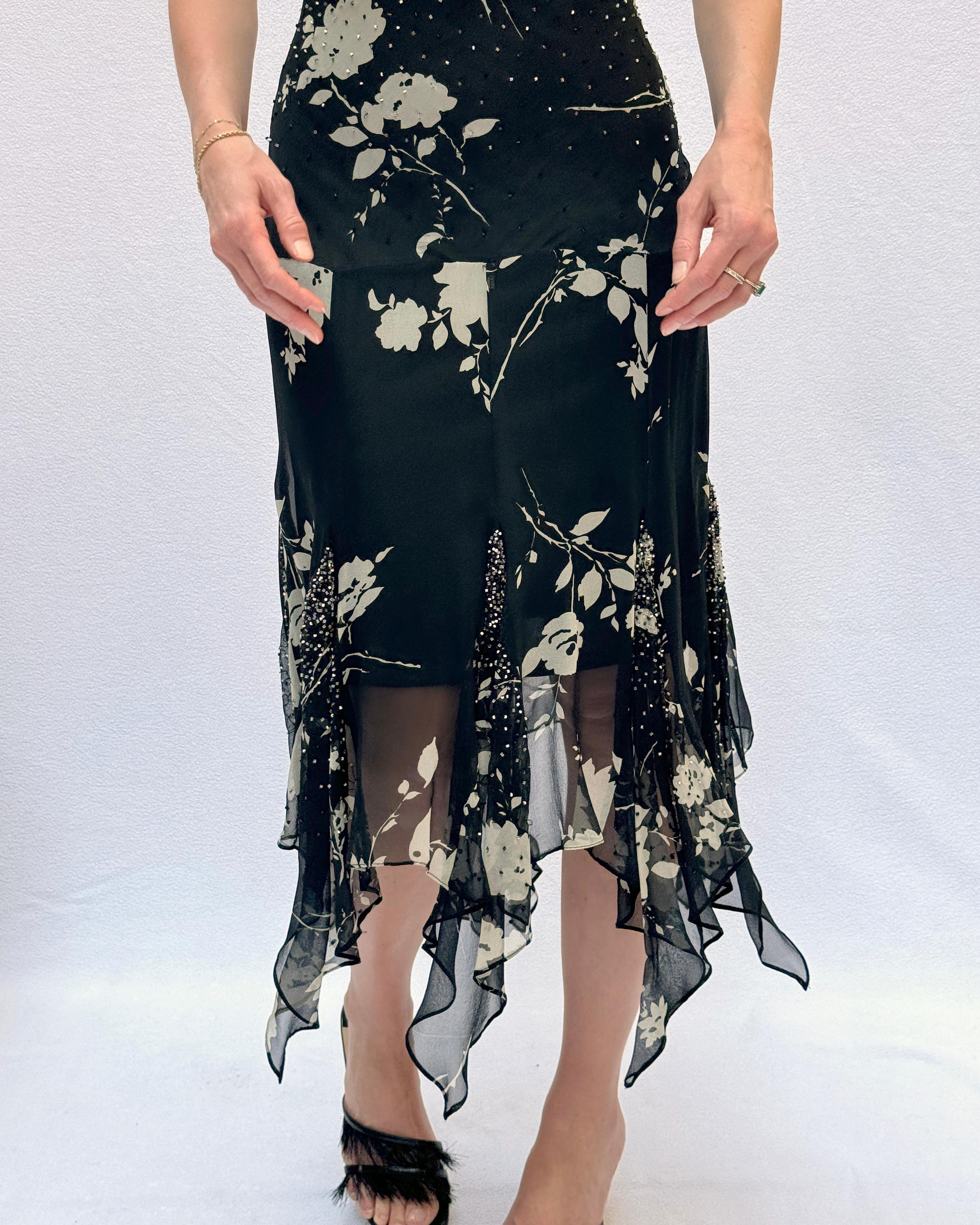 Sue Wong Vintage Y2K Beaded Silk Chiffon Dress For Sale 6