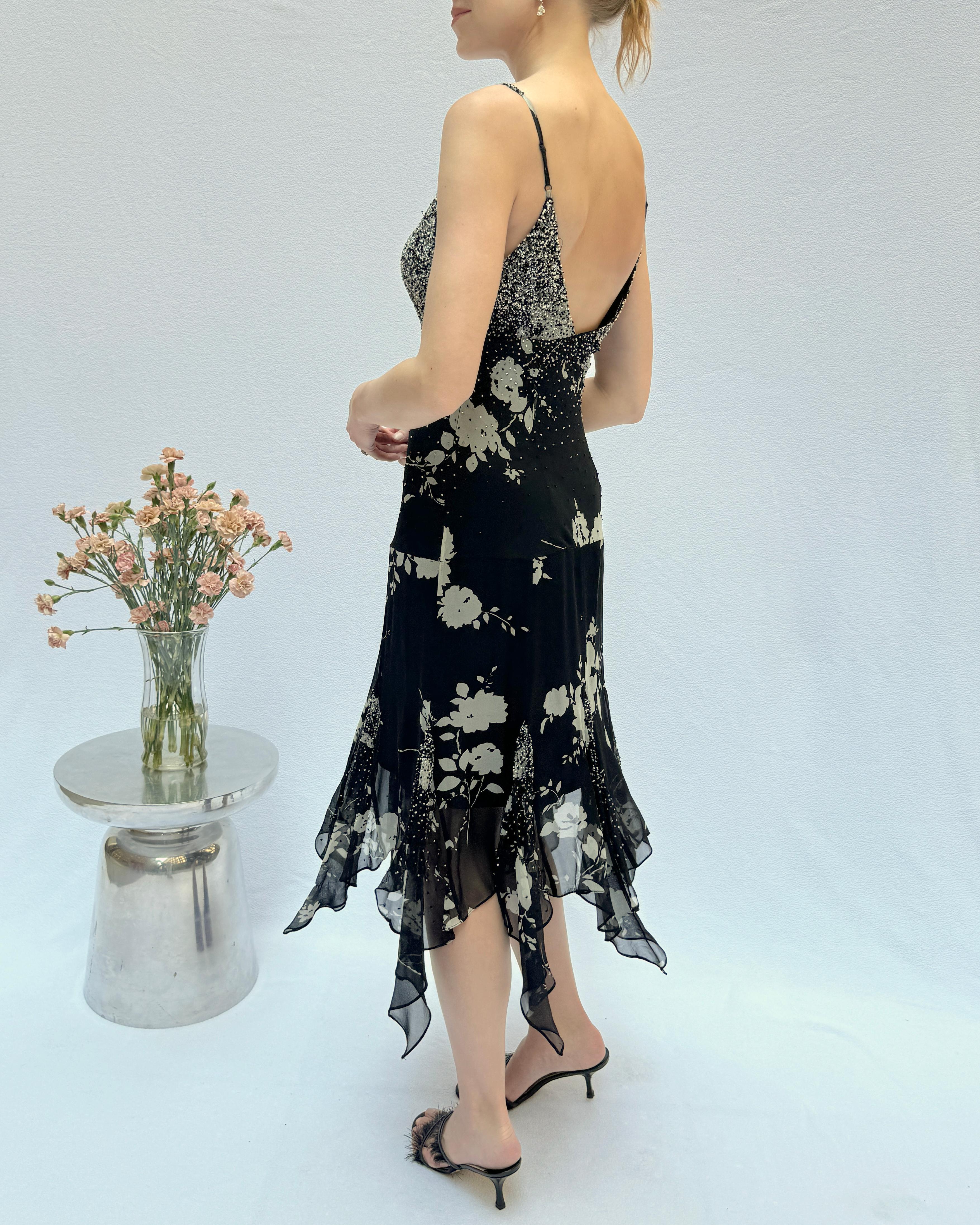 Women's Sue Wong Vintage Y2K Beaded Silk Chiffon Dress For Sale
