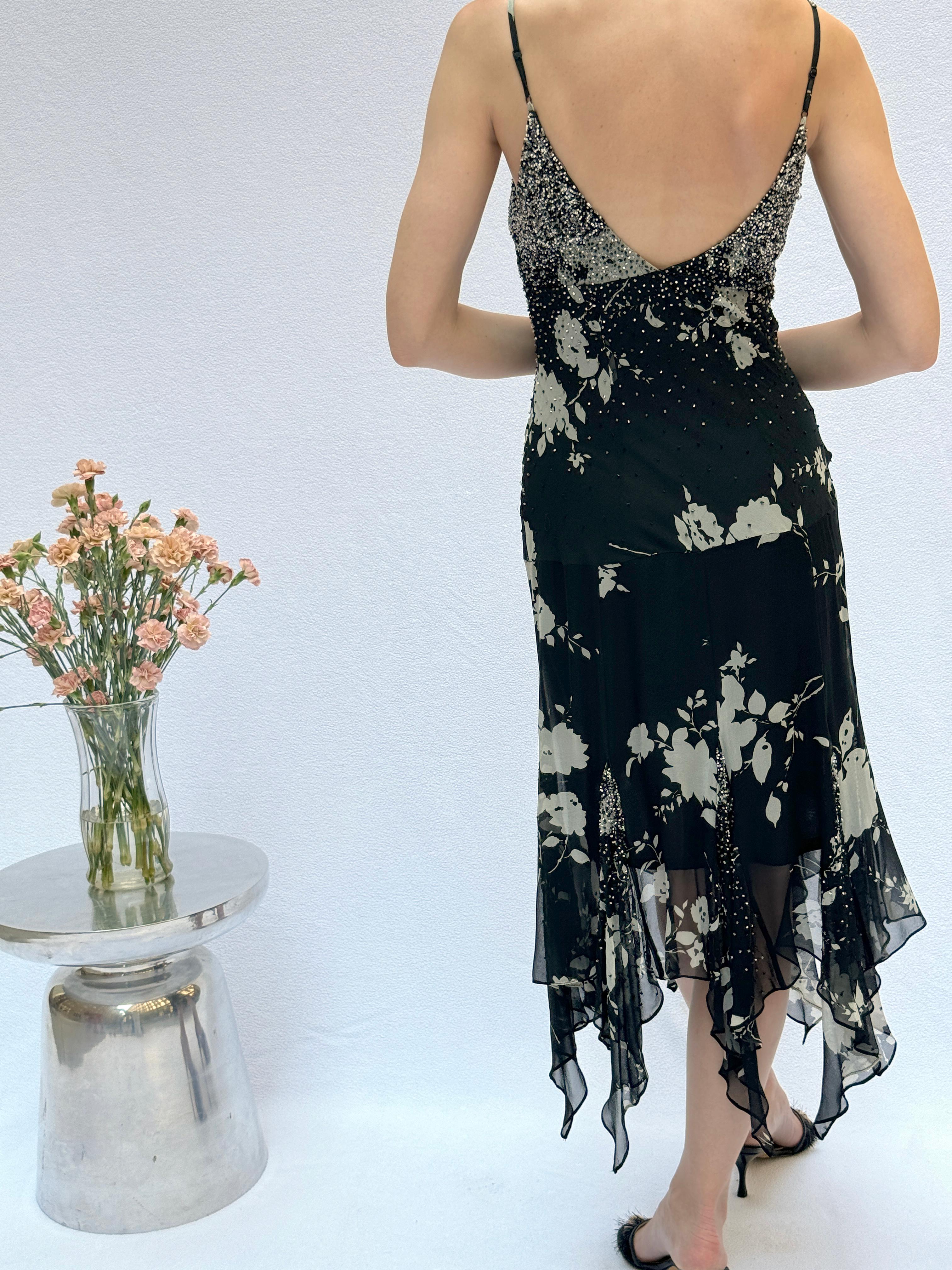 Sue Wong Vintage Y2K Beaded Silk Chiffon Dress For Sale 3