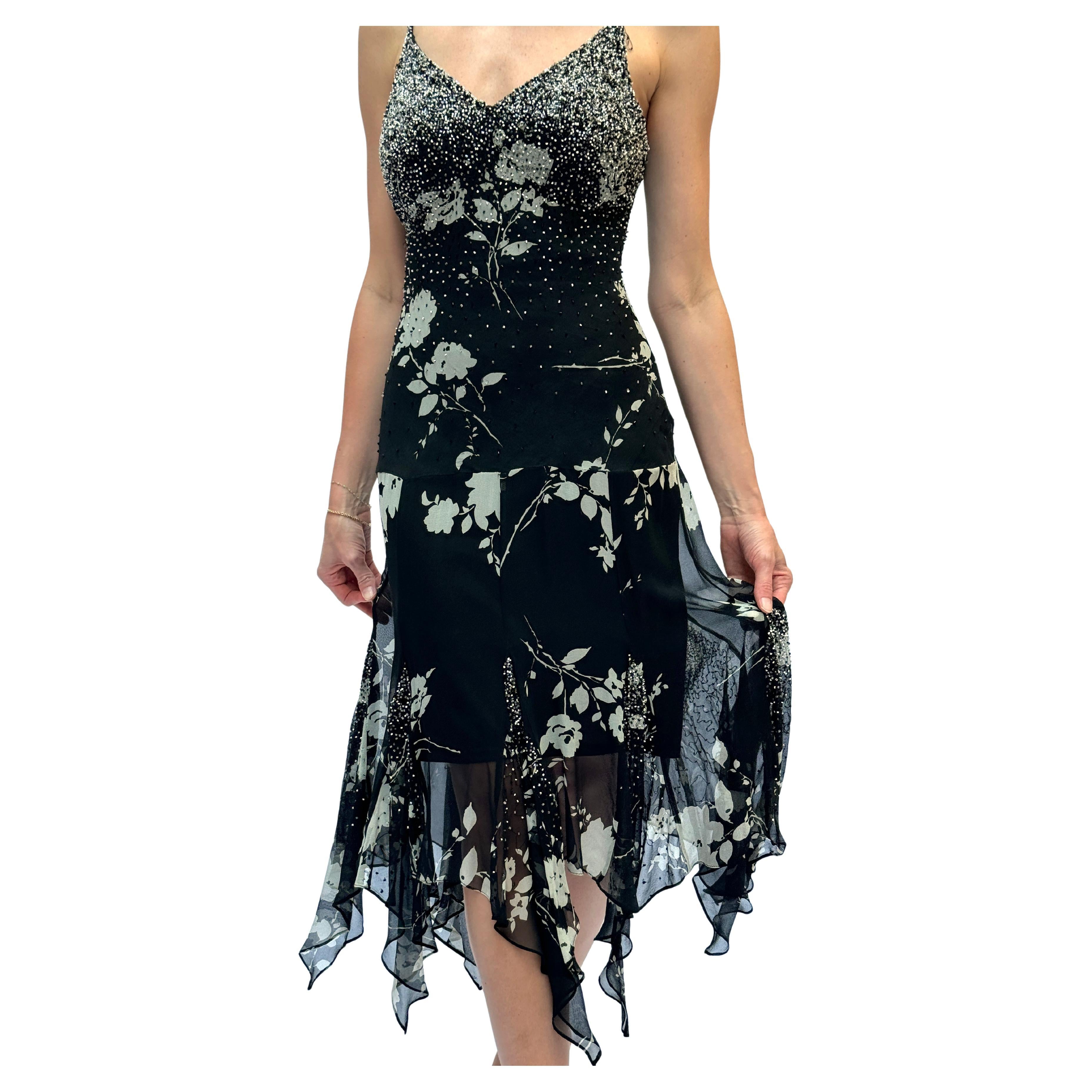 Sue Wong Vintage Y2K Beaded Silk Chiffon Dress For Sale