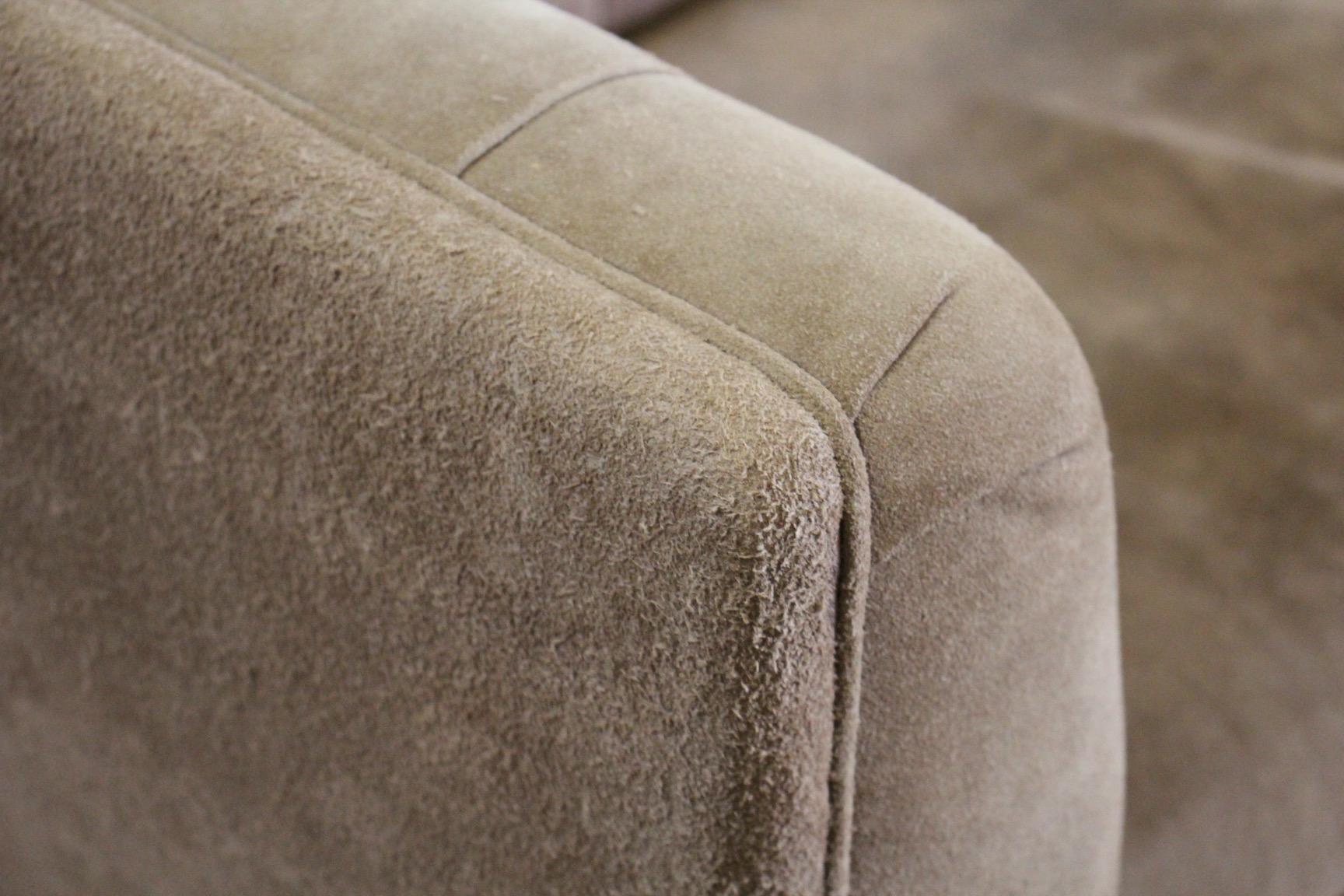 Suede and Bronze Sofa by Stow Davis 5