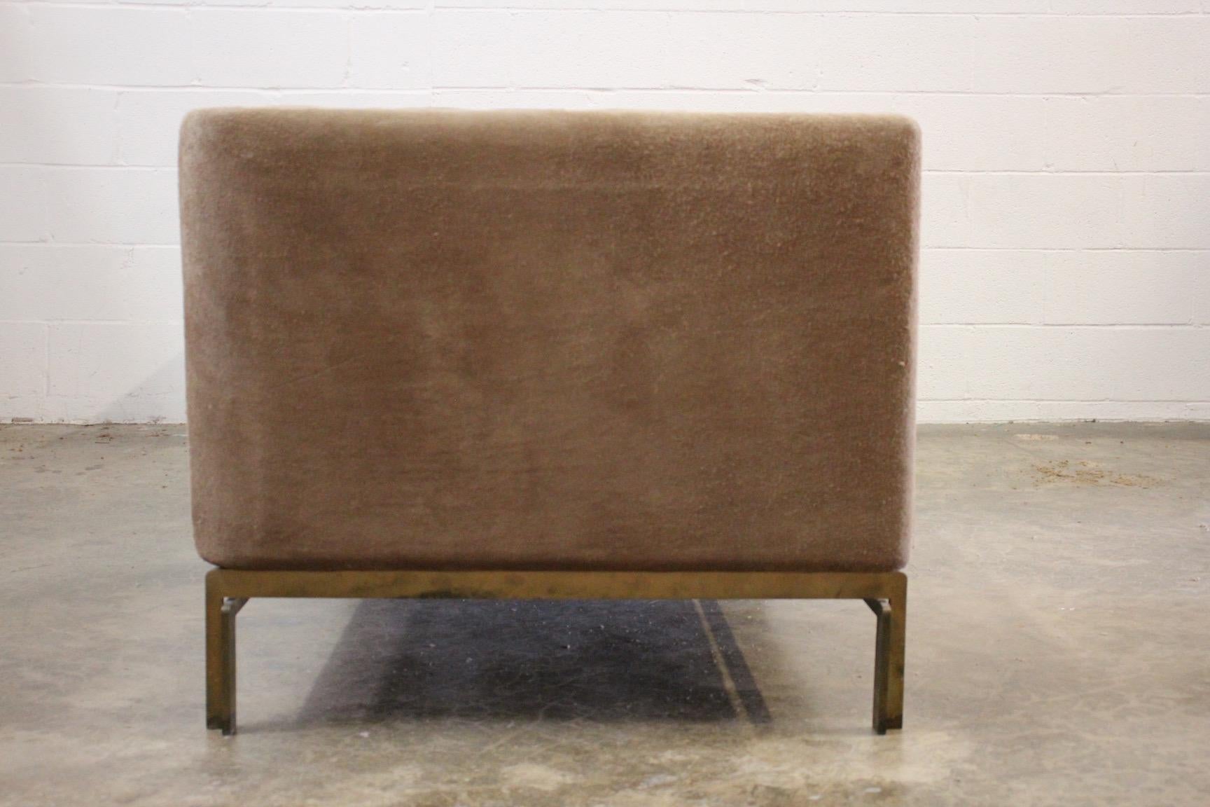 Suede and Bronze Sofa by Stow Davis 7