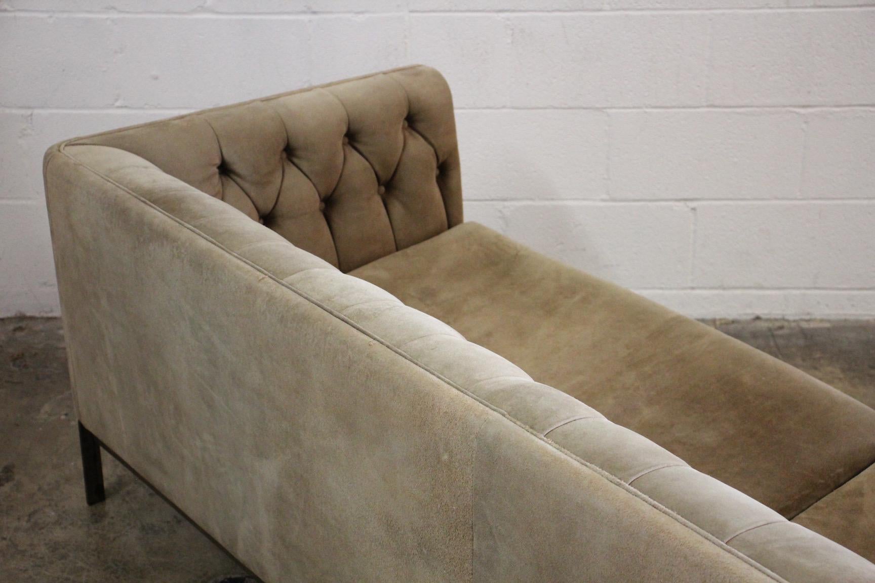 Suede and Bronze Sofa by Stow Davis 10