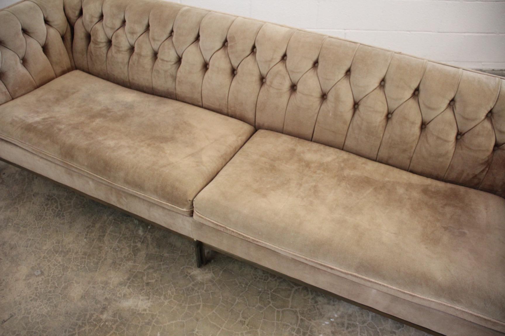Suede and Bronze Sofa by Stow Davis 2