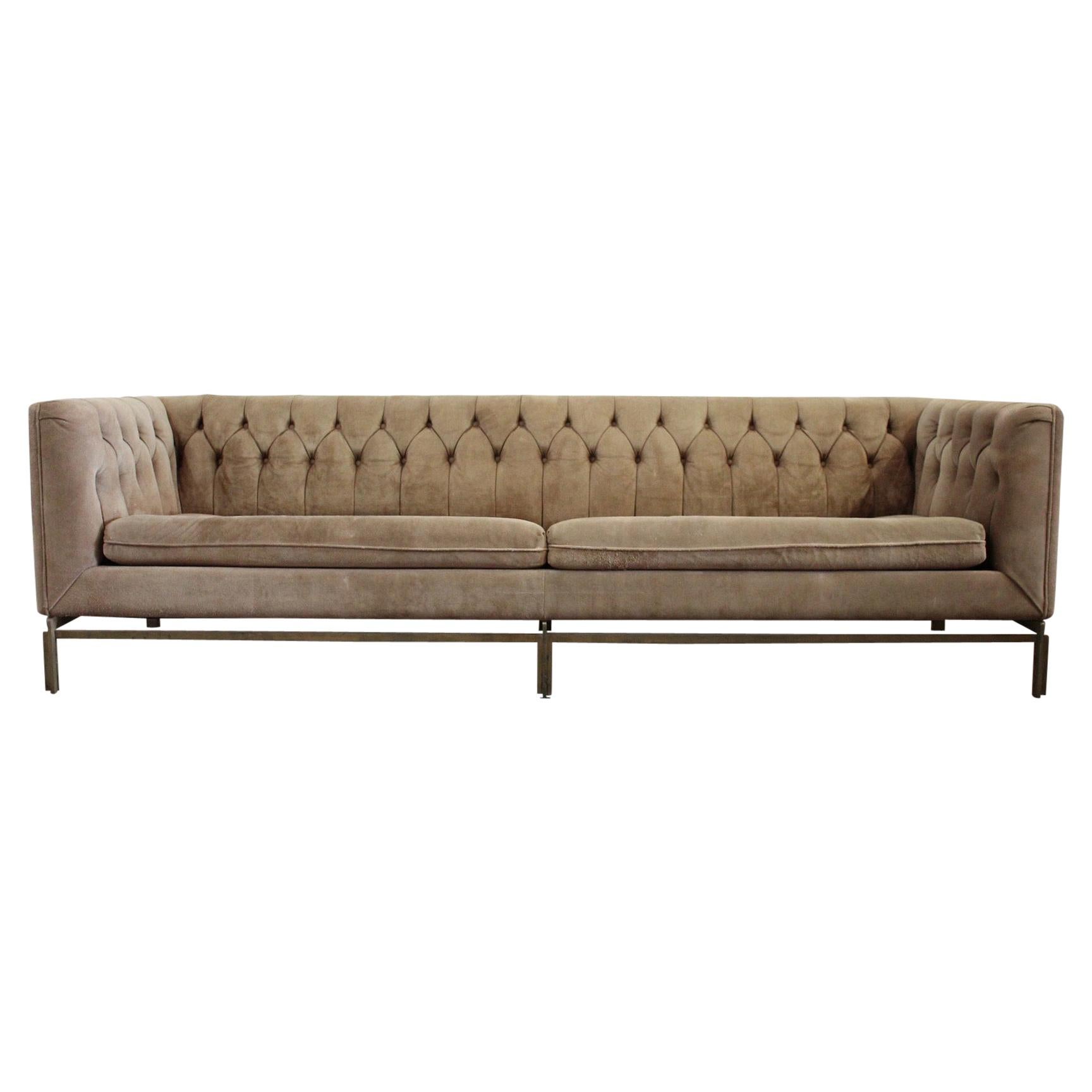 Suede and Bronze Sofa by Stow Davis