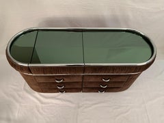Suede and Chrome Vanity Dressing Table, 1970s
