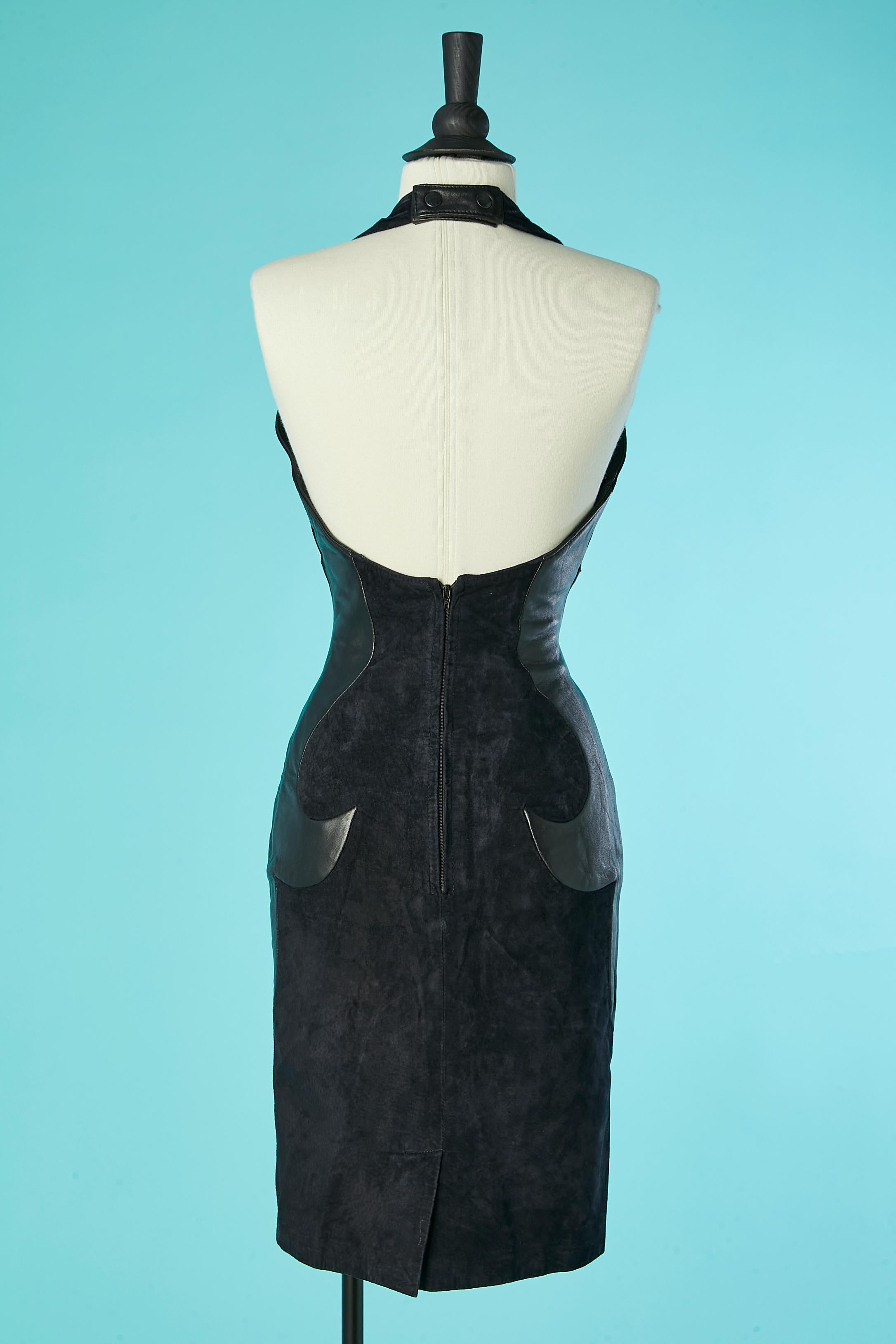 Women's Suede and leather backless cocktail dress Michael Hoban North Beach Leather For Sale
