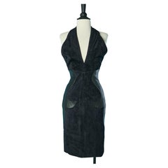 Vintage Suede and leather backless cocktail dress Michael Hoban North Beach Leather